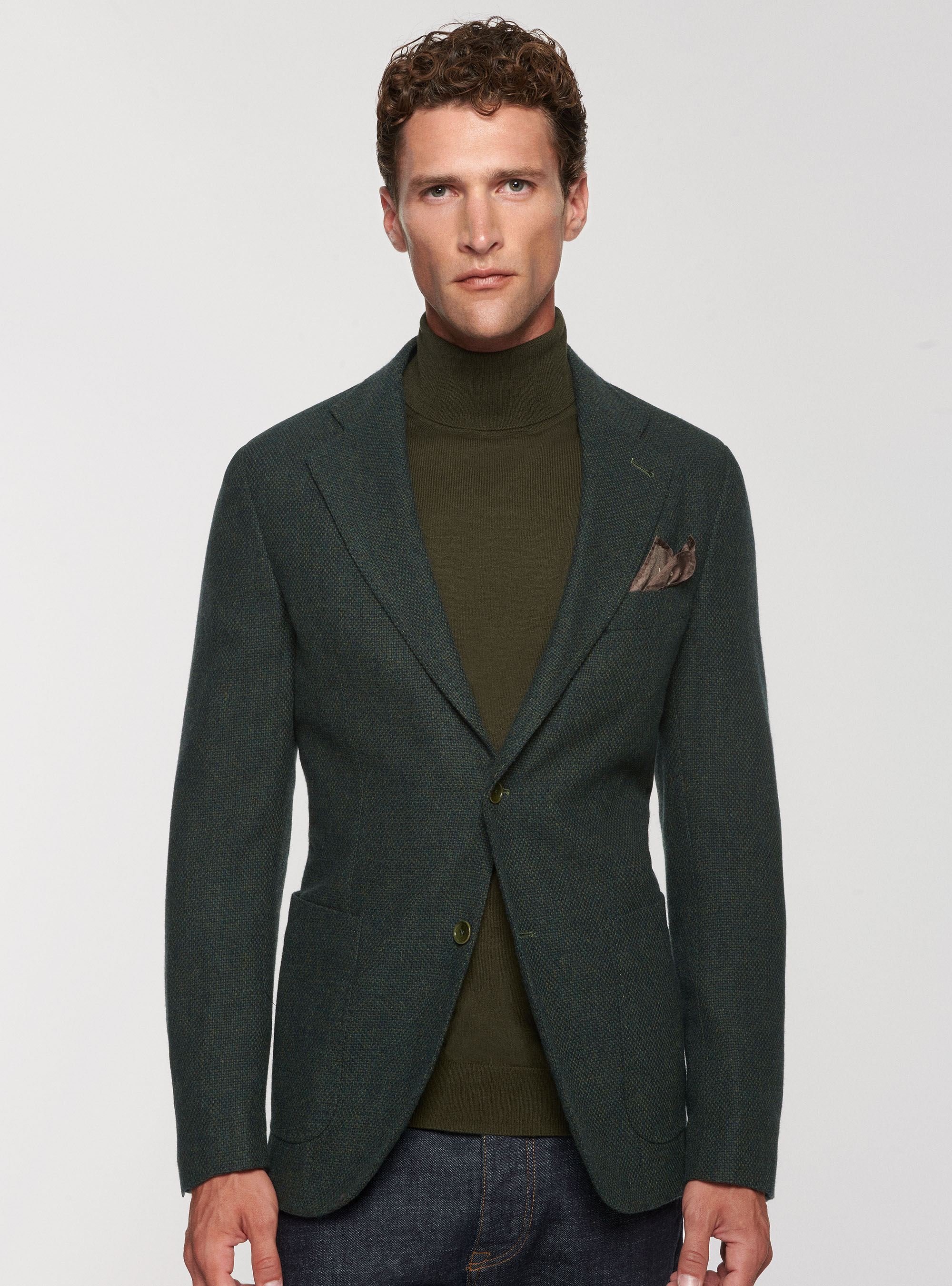 Giacca in lana cotone e cashmere, VERDE