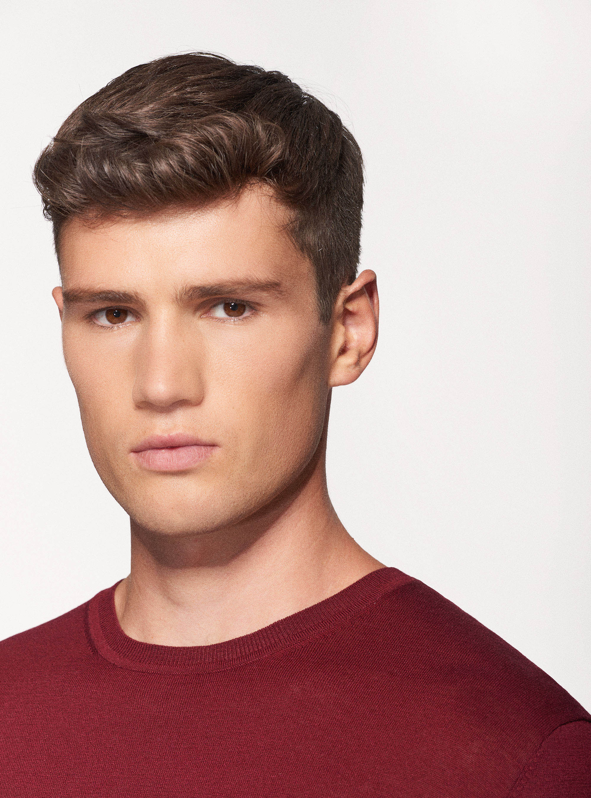 Maglia girocollo in seta cotone, BORDEAUX