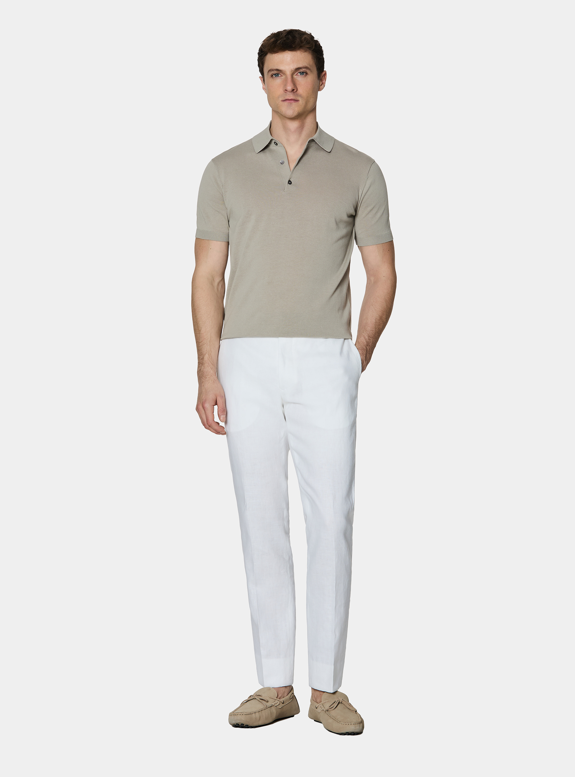 Polo in maglia in cotone m/c, SAND