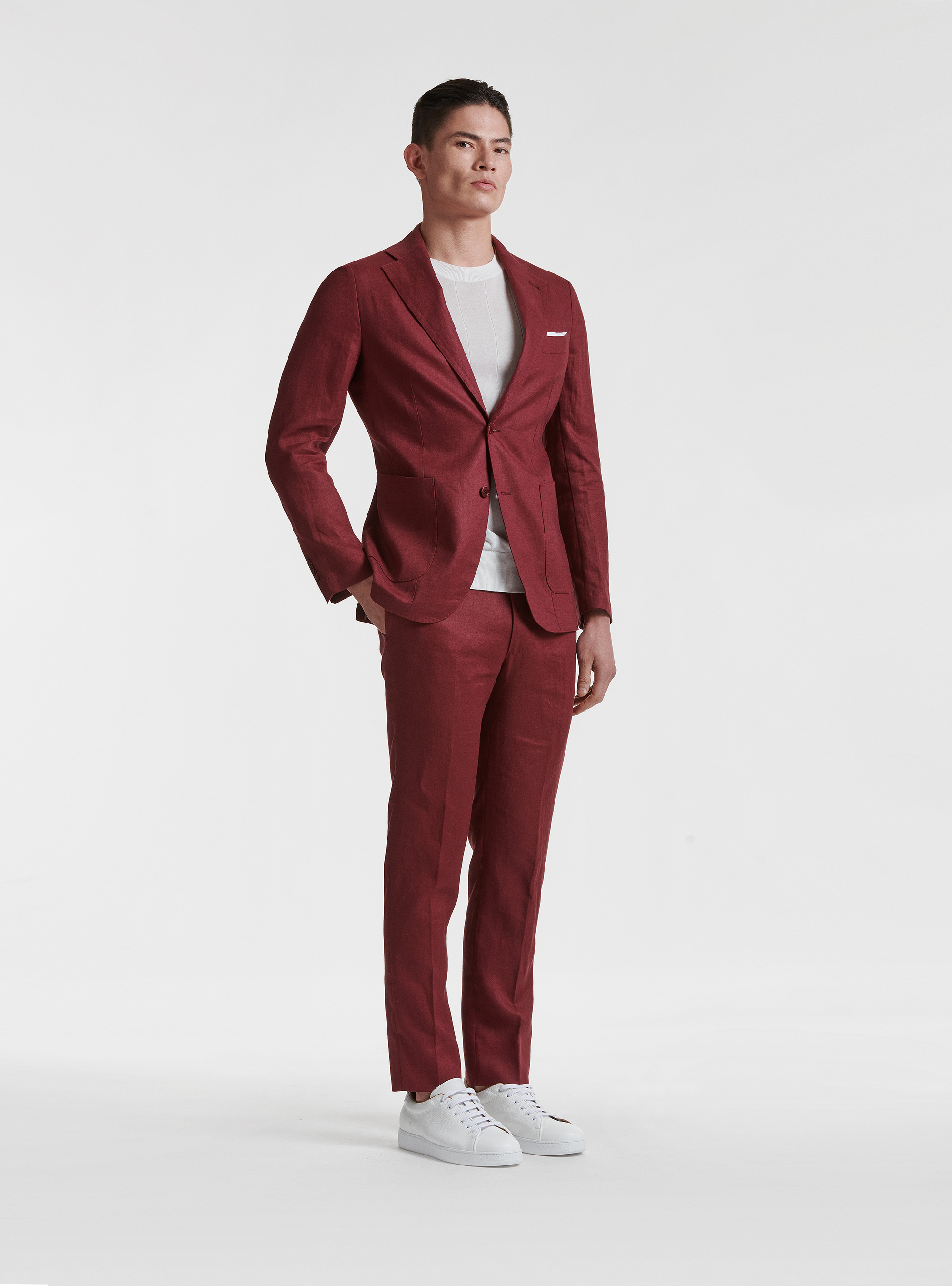 Giacca per abito in puro lino, BORDEAUX