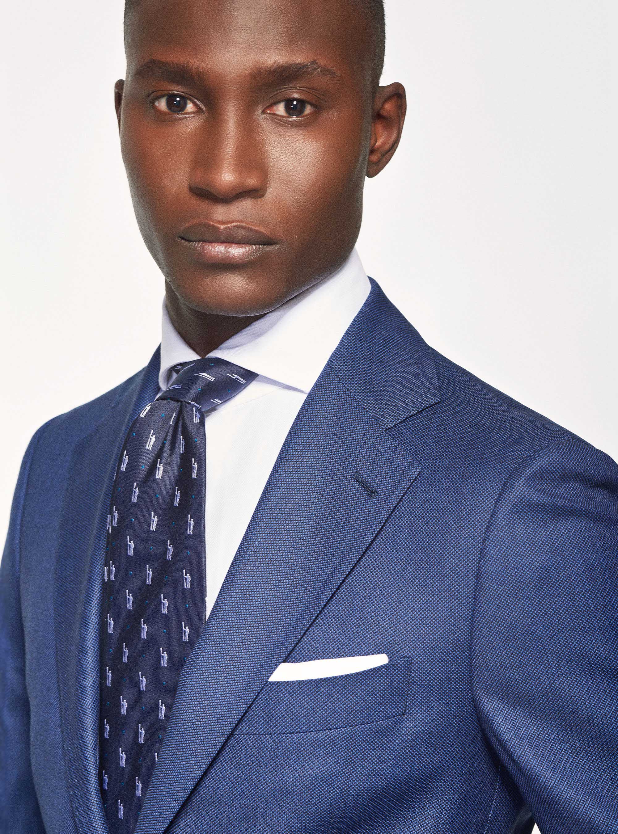 Giacca per abito in lana occhio di pernice superfine 110's Vitale Barberis Canonico, BLU