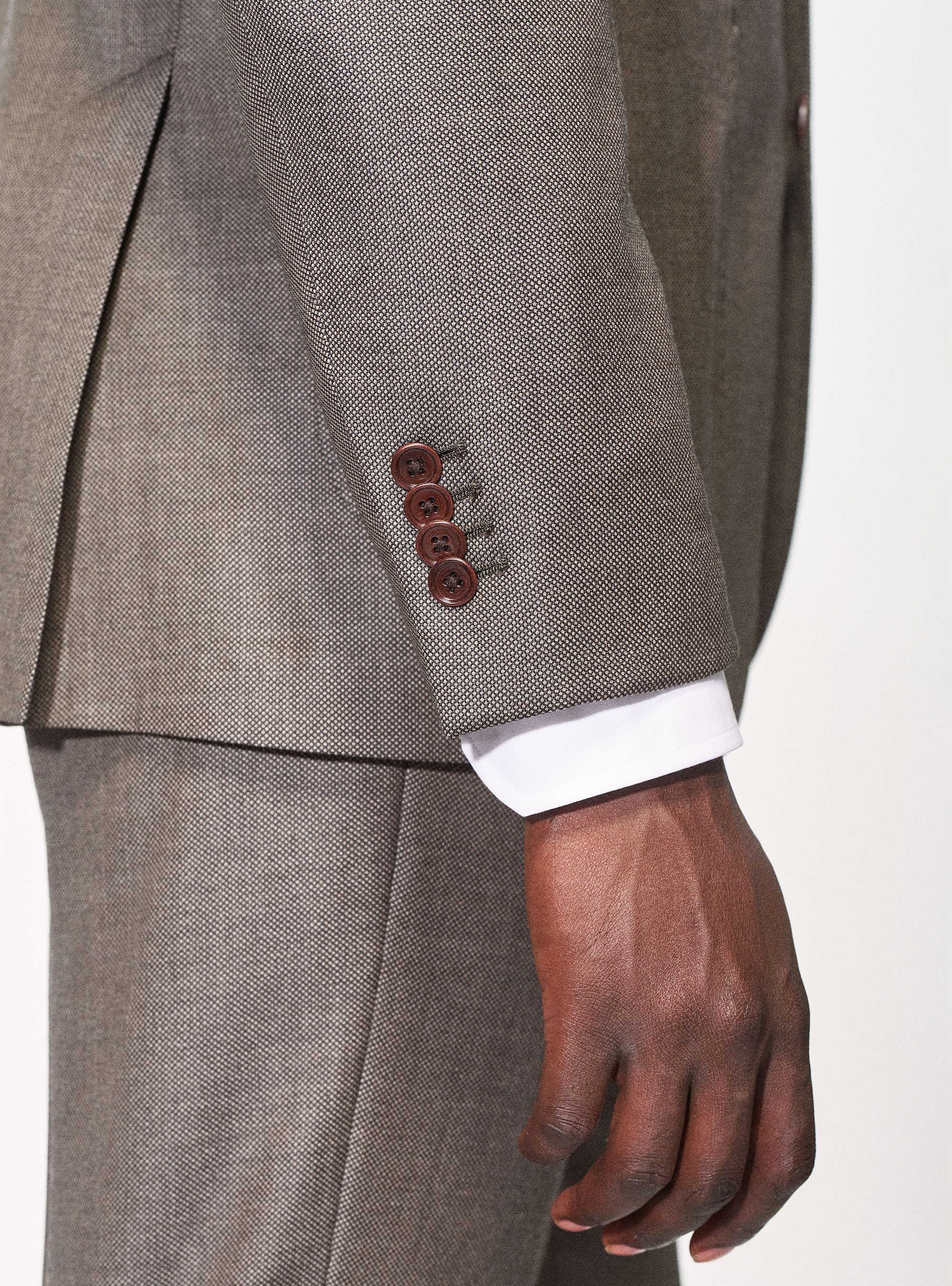 Giacca per abito in lana occhio di pernice superfine 110's Vitale Barberis Canonico, MARRONE