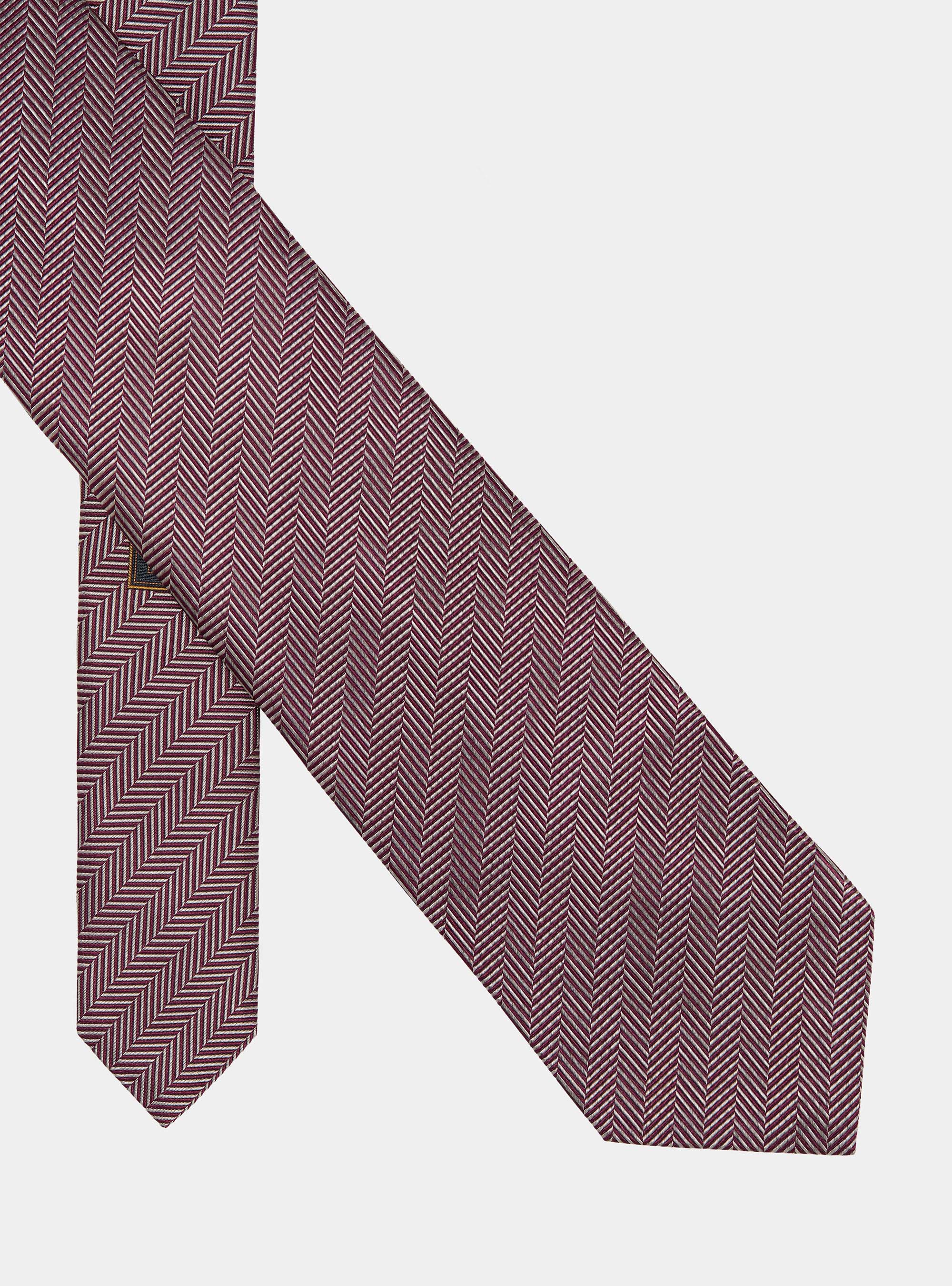 Cravatta herringbone in seta, BORDEAUX 0304C