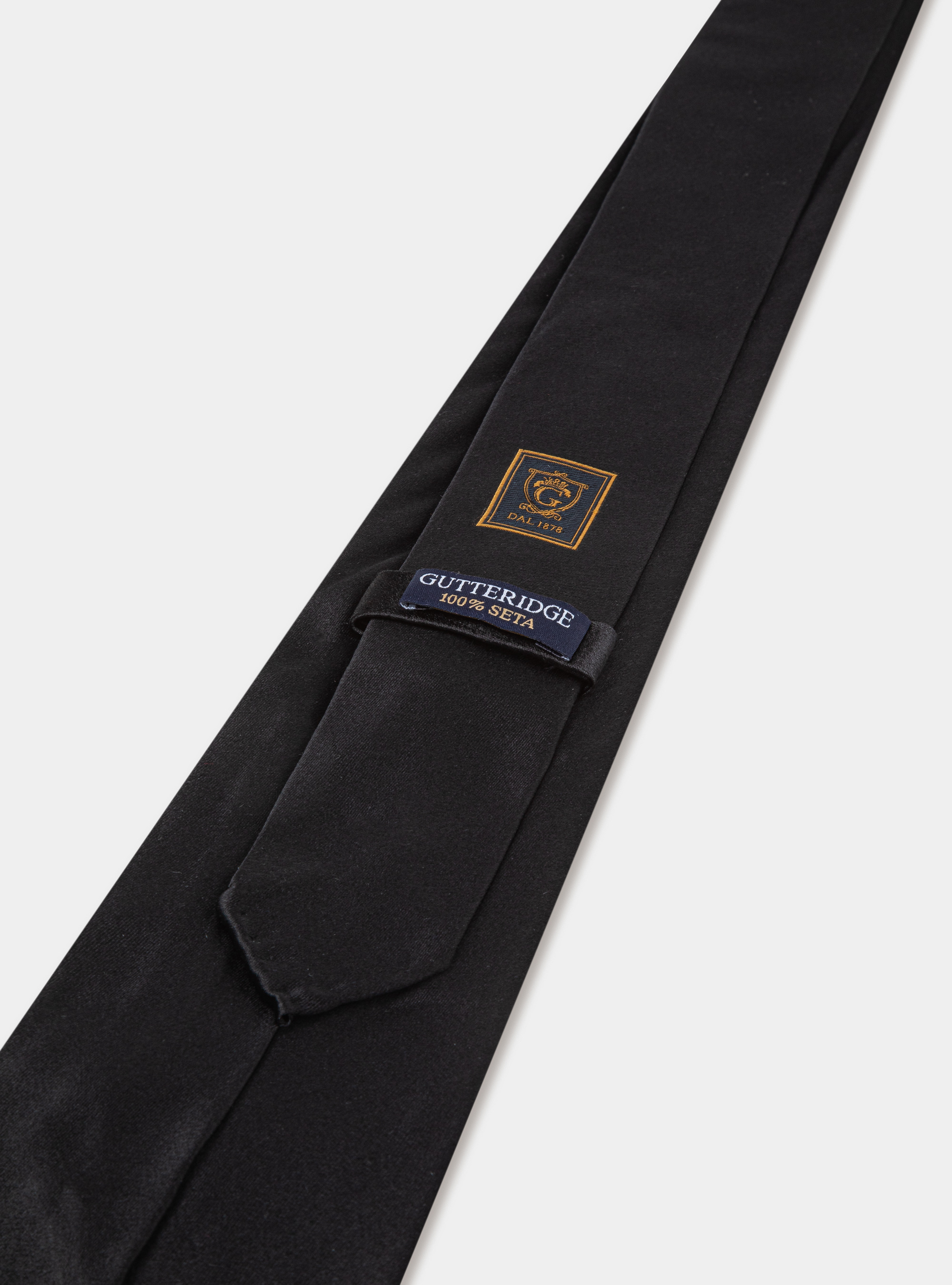 Cravatta in pura seta tinta unita, NERO