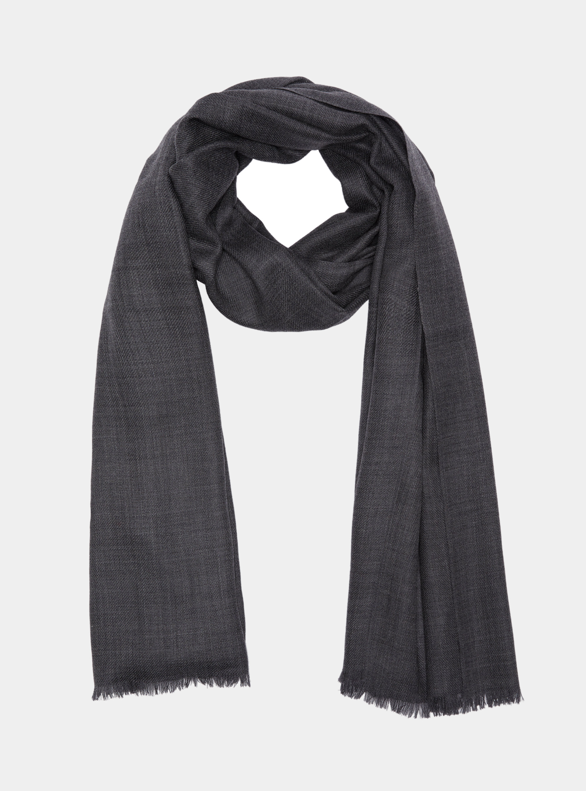 Sciarpa in lana con ricamo, ASFALTO