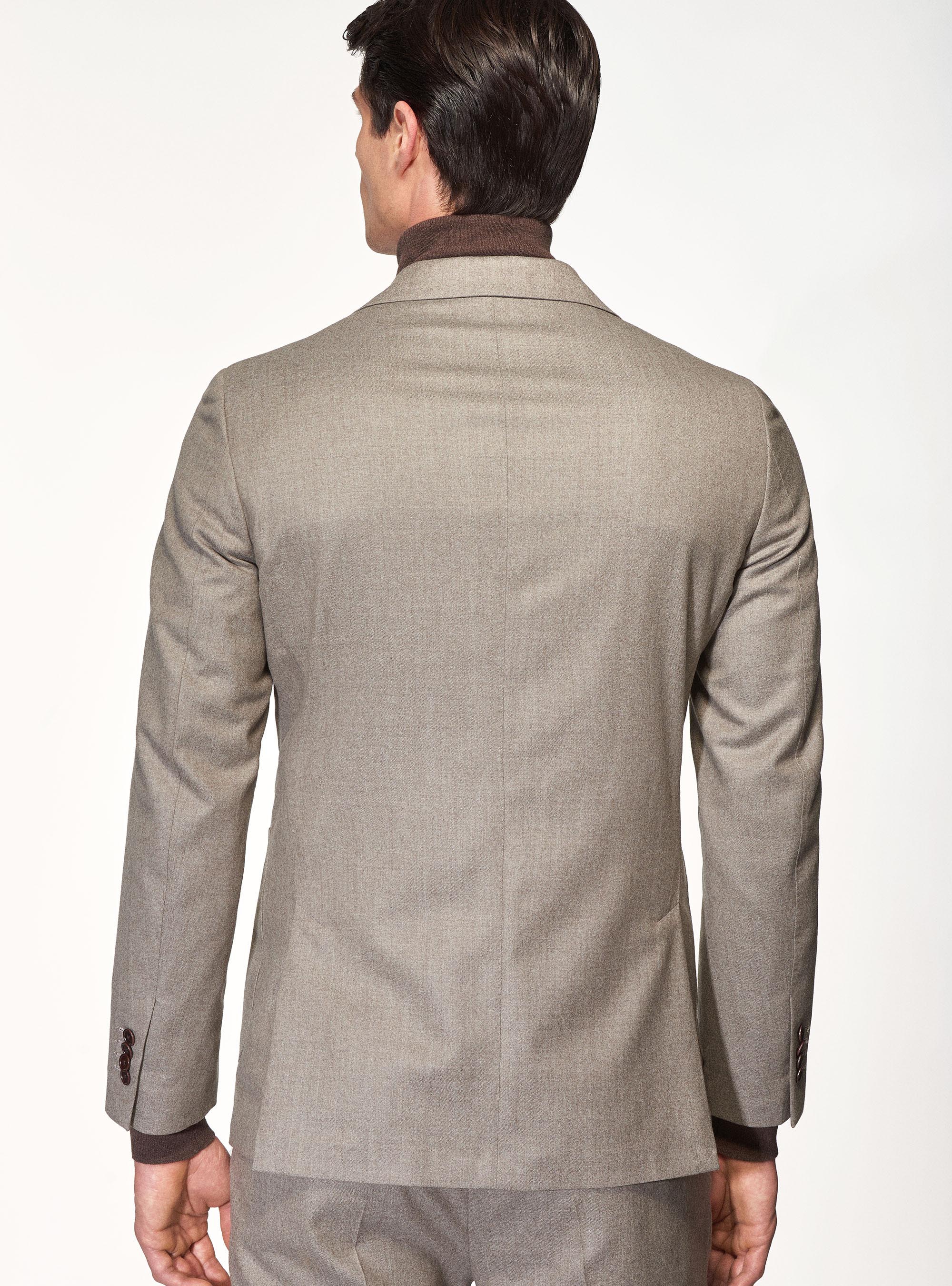 Giacca per abito in flanella di lana superfine 120's Vitale Barberis Canonico, SABBIA