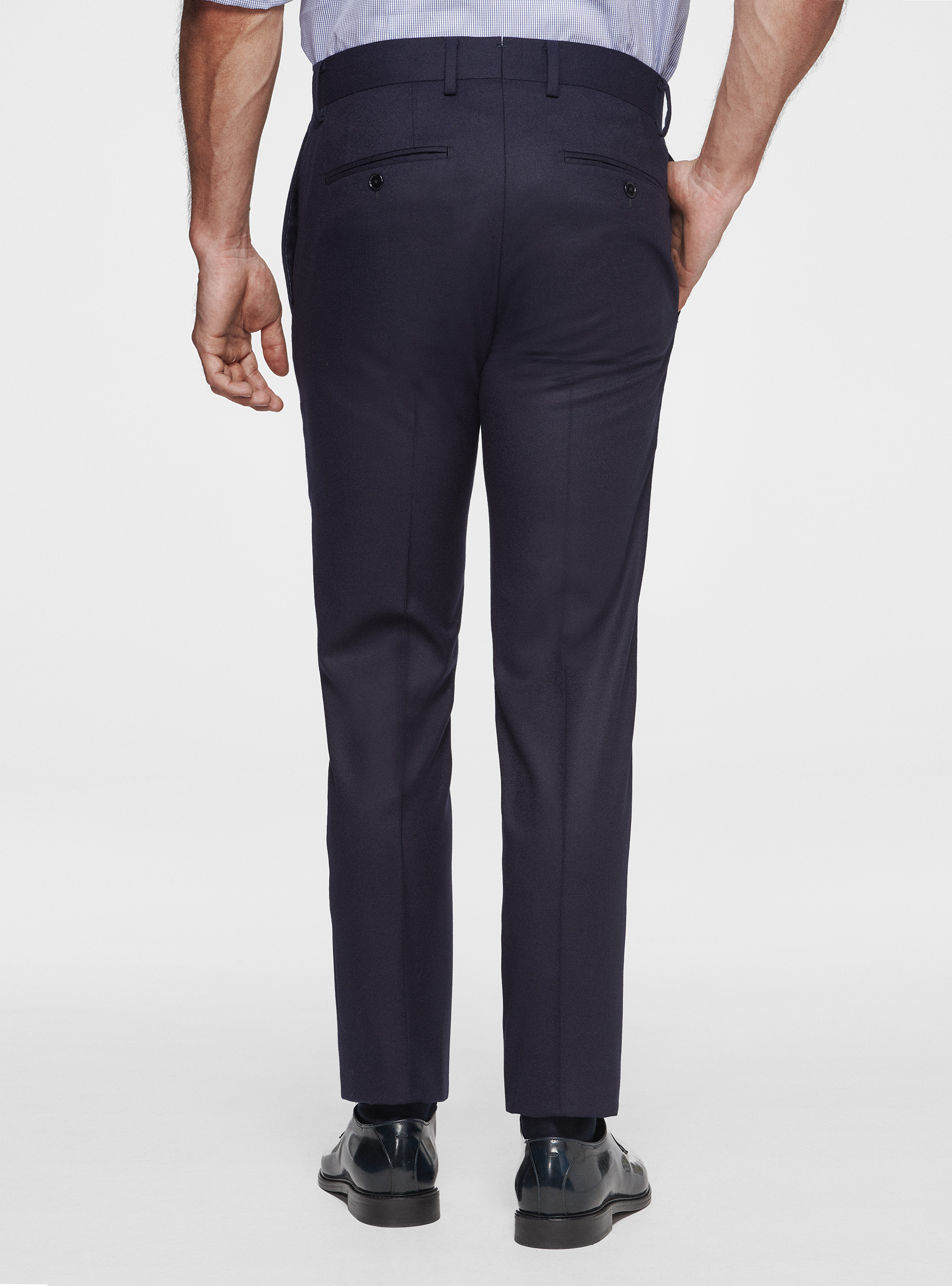 Pantaloni in flanella di lana Vitale Barberis Canonico, BLU NAVY