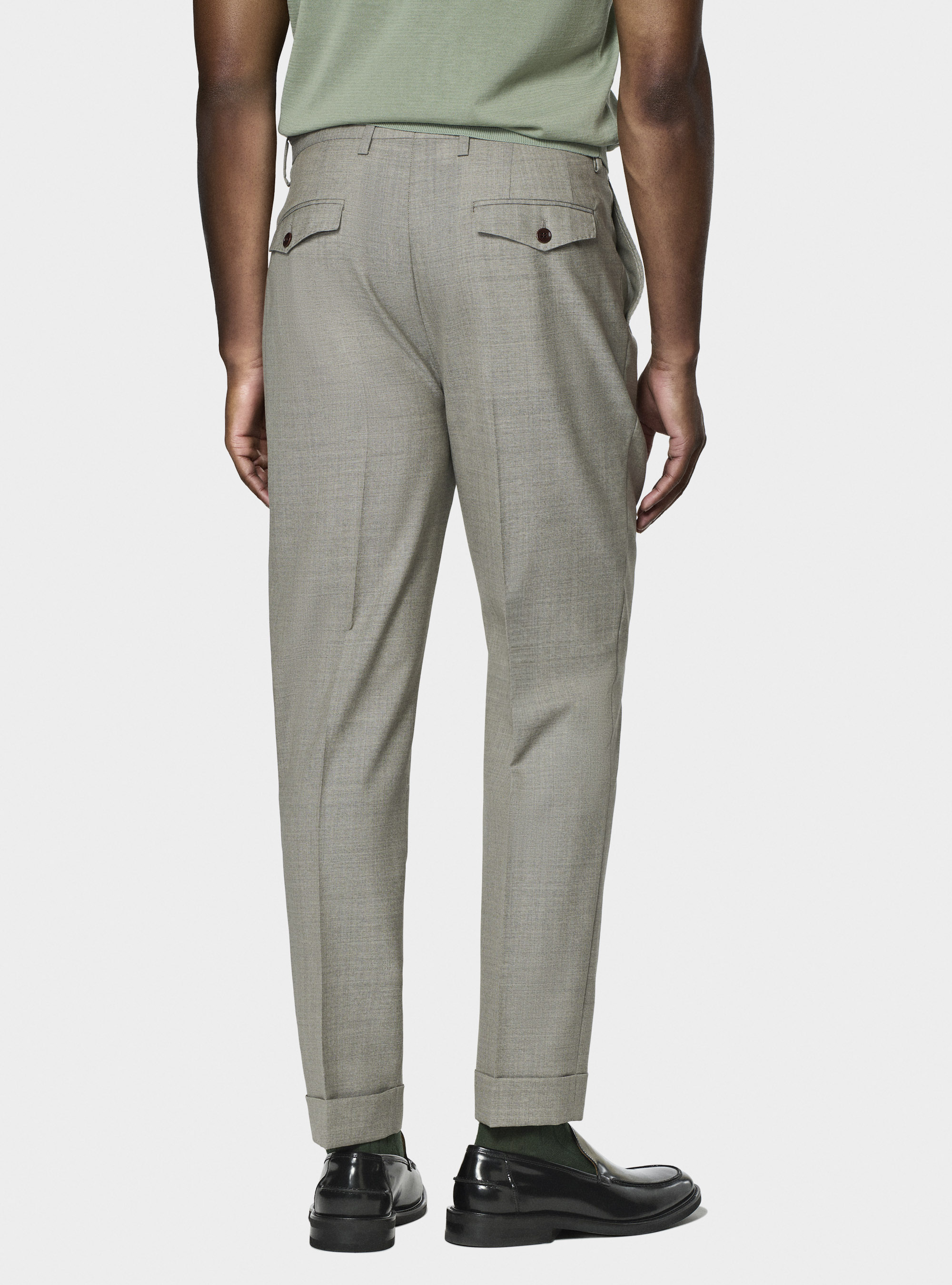 Vitale Barberis Canonico pure wool double pleat trousers, ECRU