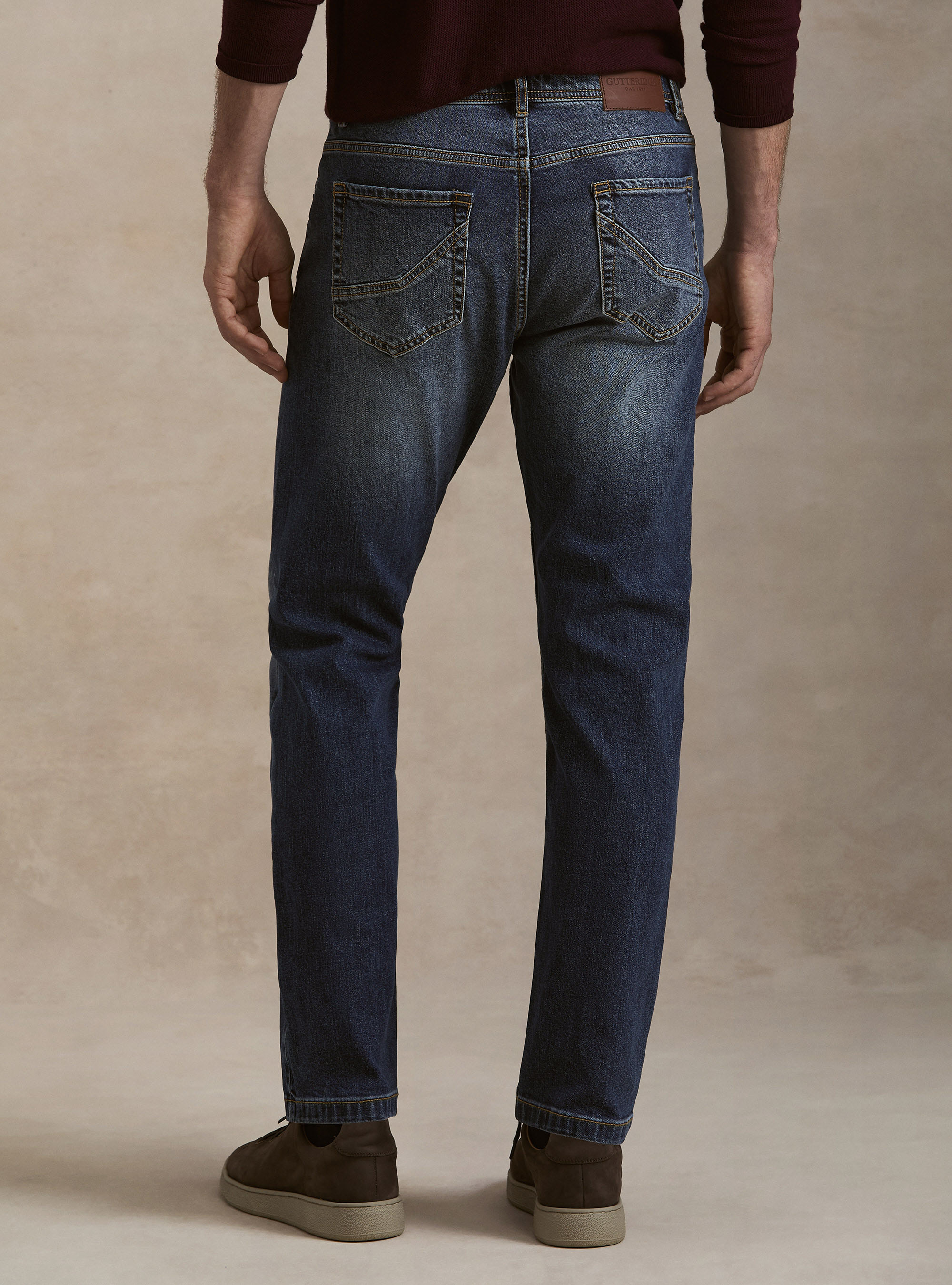 Stretch cotton denim, NAVY BLUE