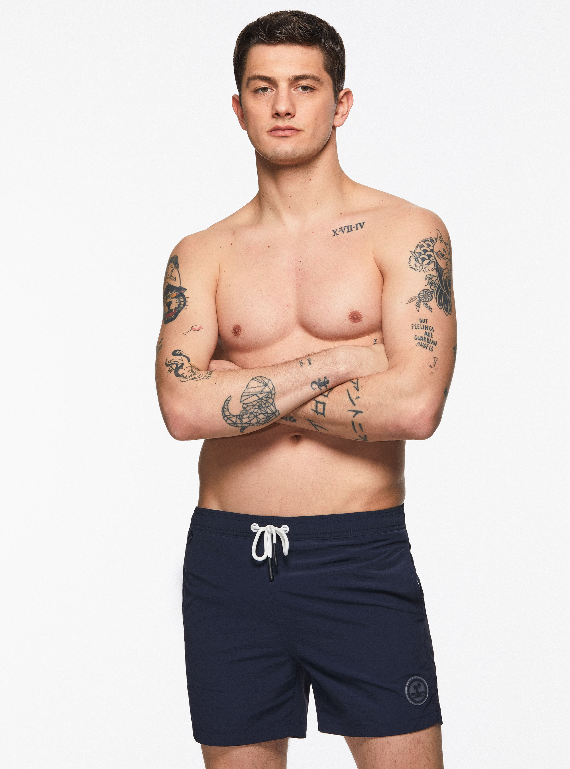 Costume da bagno tinta unita, BLU