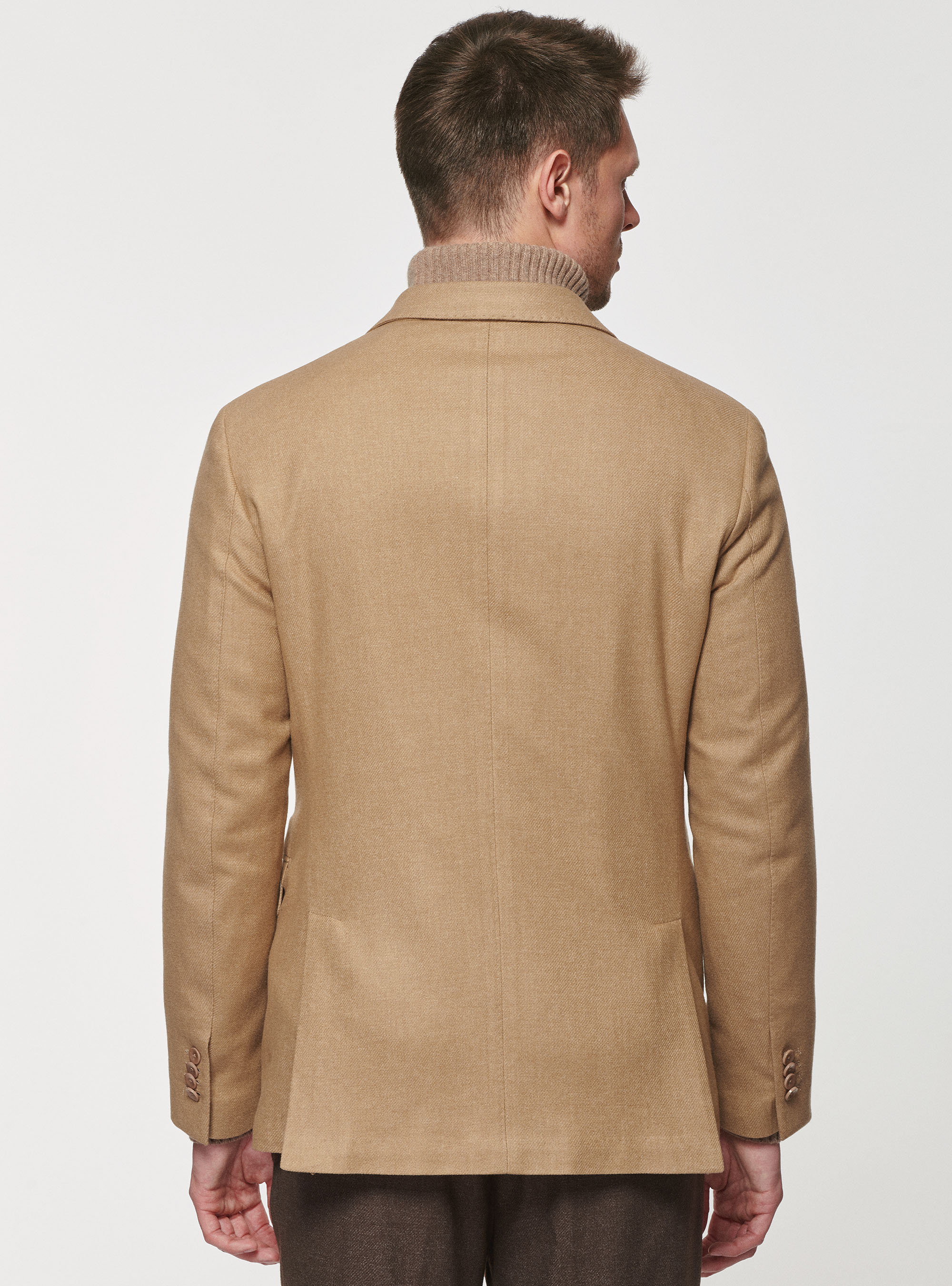 Giacca in flanella di lana Duemilagori con revers a lancia, SABBIA