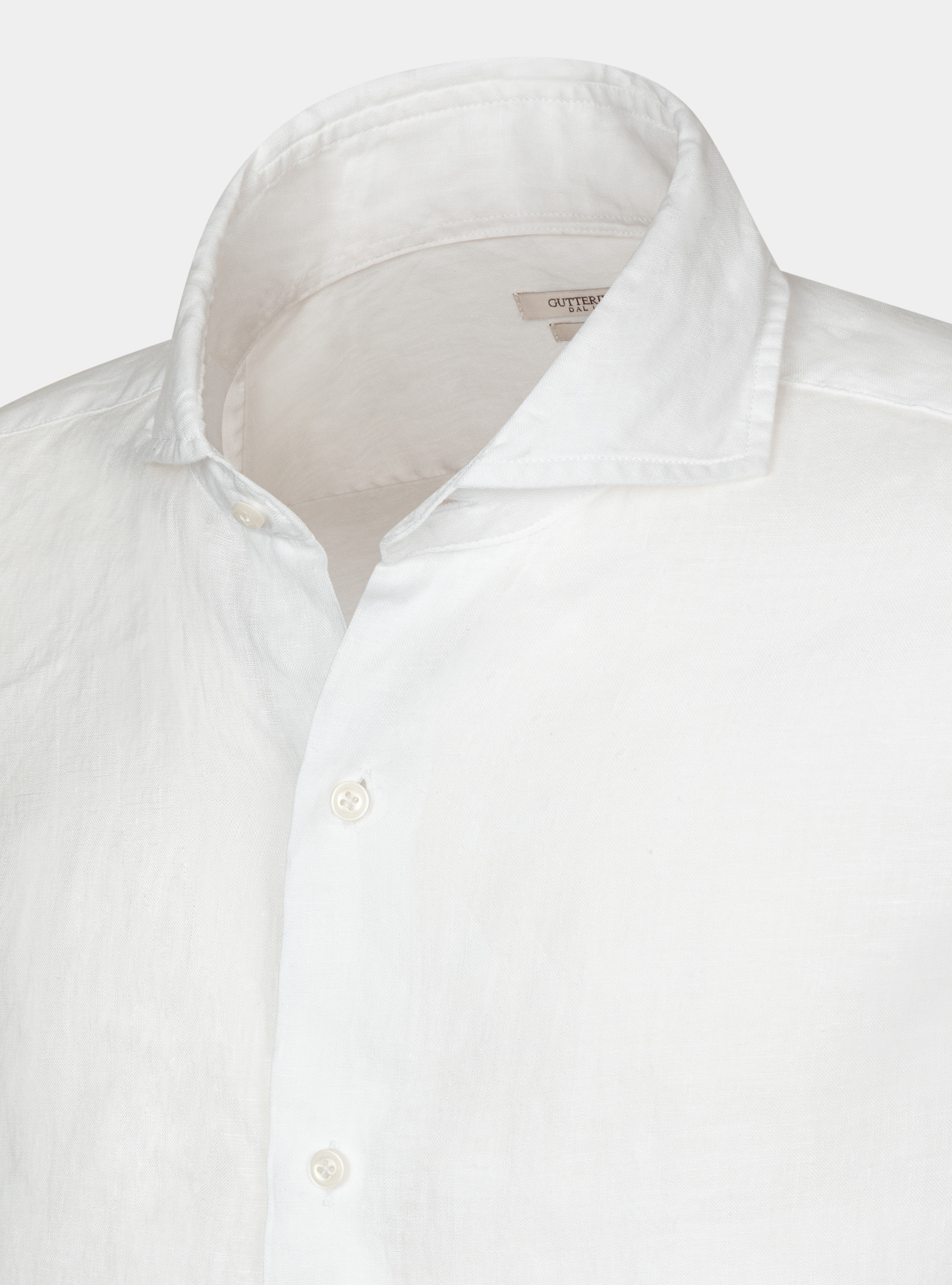 Chemise &agrave; col fran&ccedil;ais en pur lin, BLANC