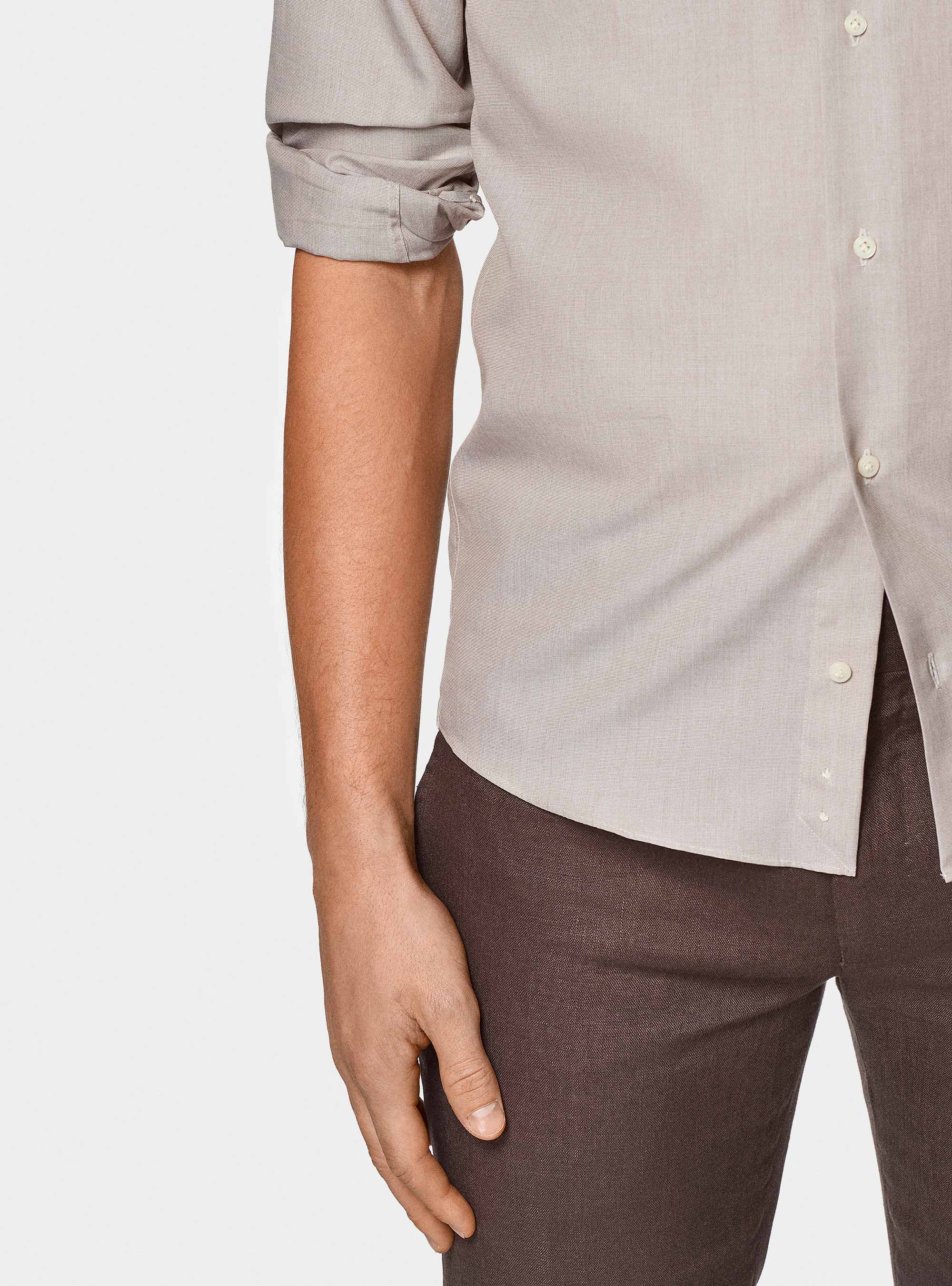 Cotton fil a fil shirt, SAND