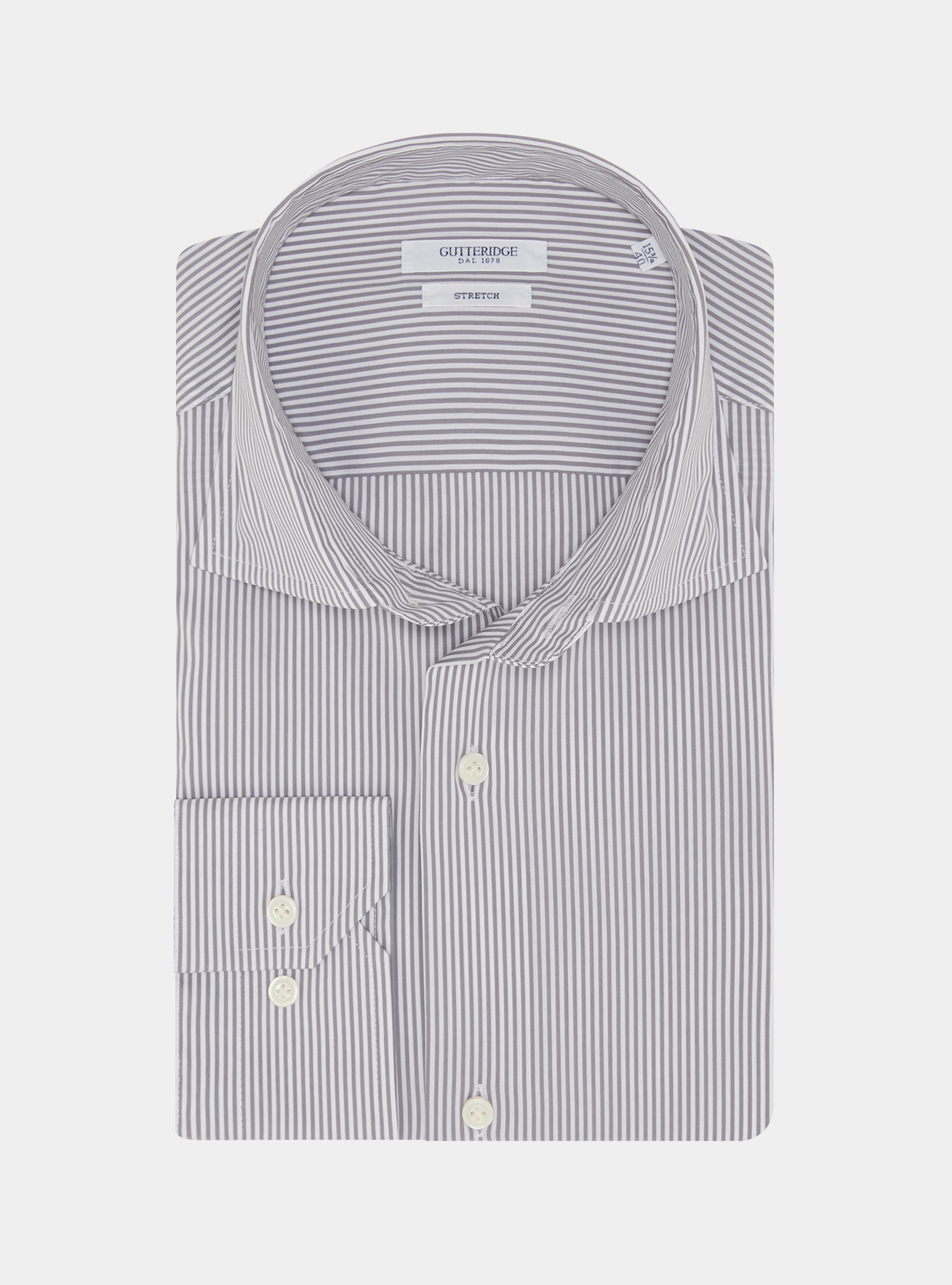Camicia a righe popeline stretch, GRIGIO CHIARO MELANGE