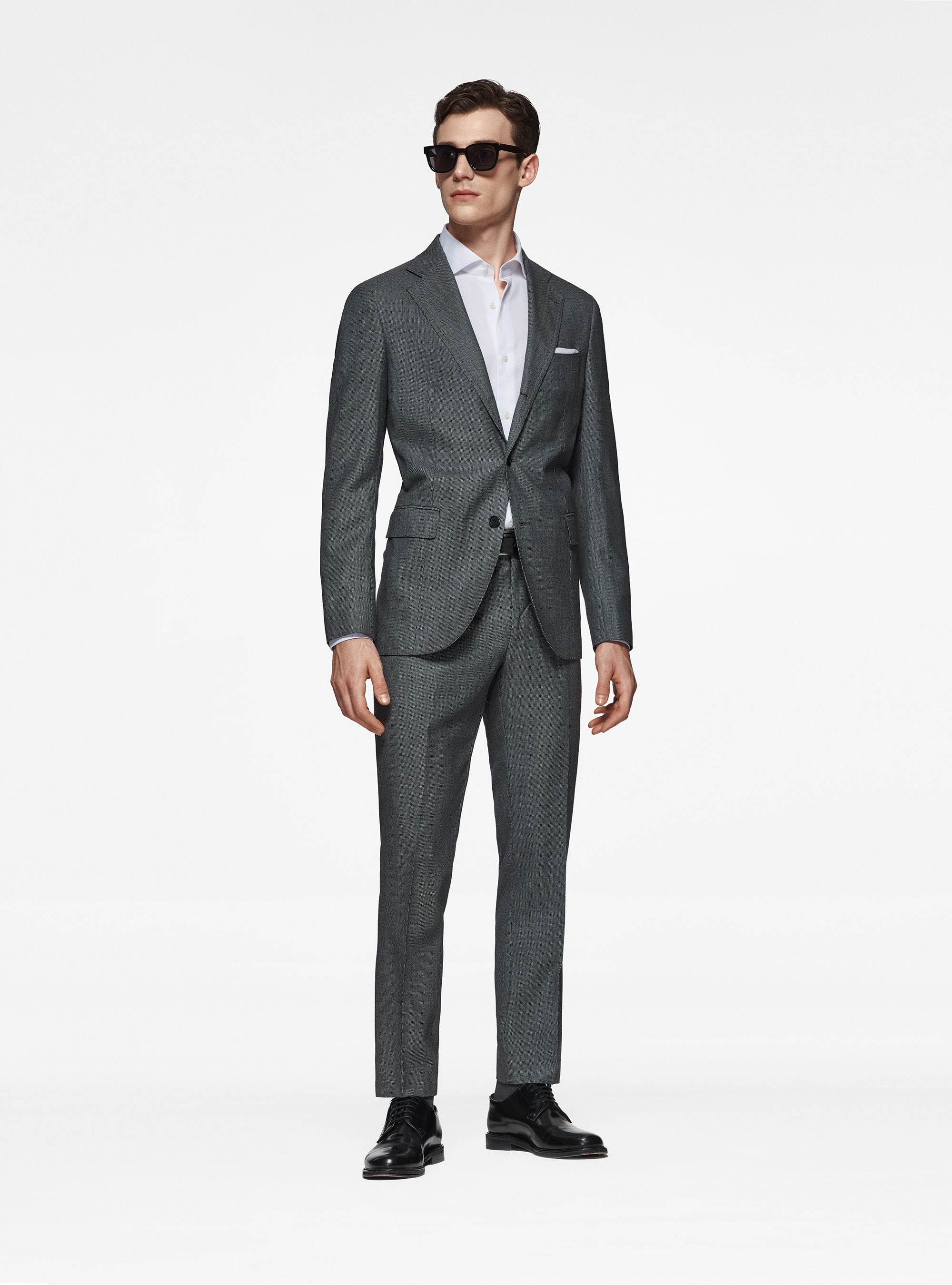 Giacca in pura lana occhio di pernice, GRIGIO CHIARO