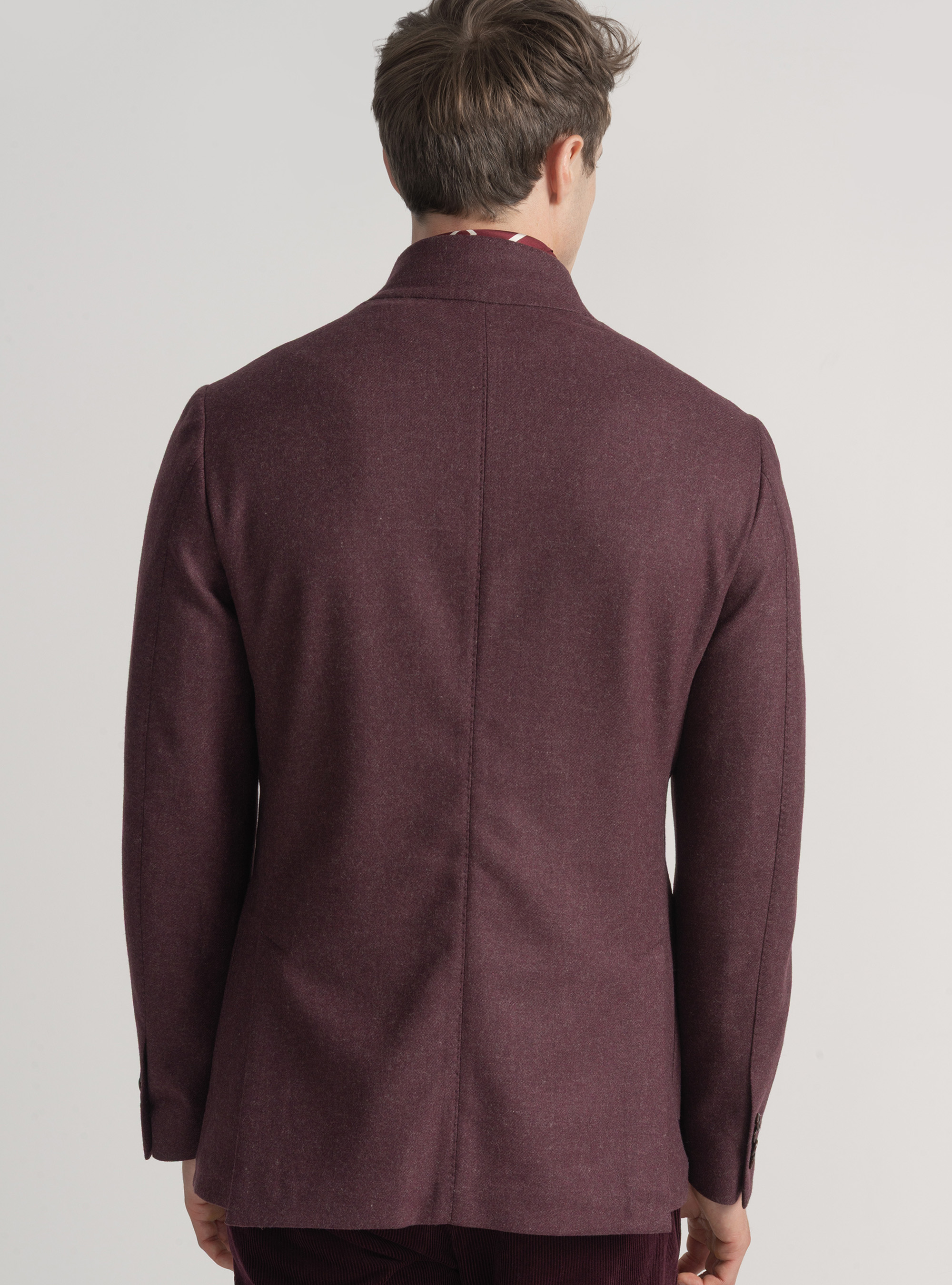 Giacca coreana in flanella di lana, BORDEAUX