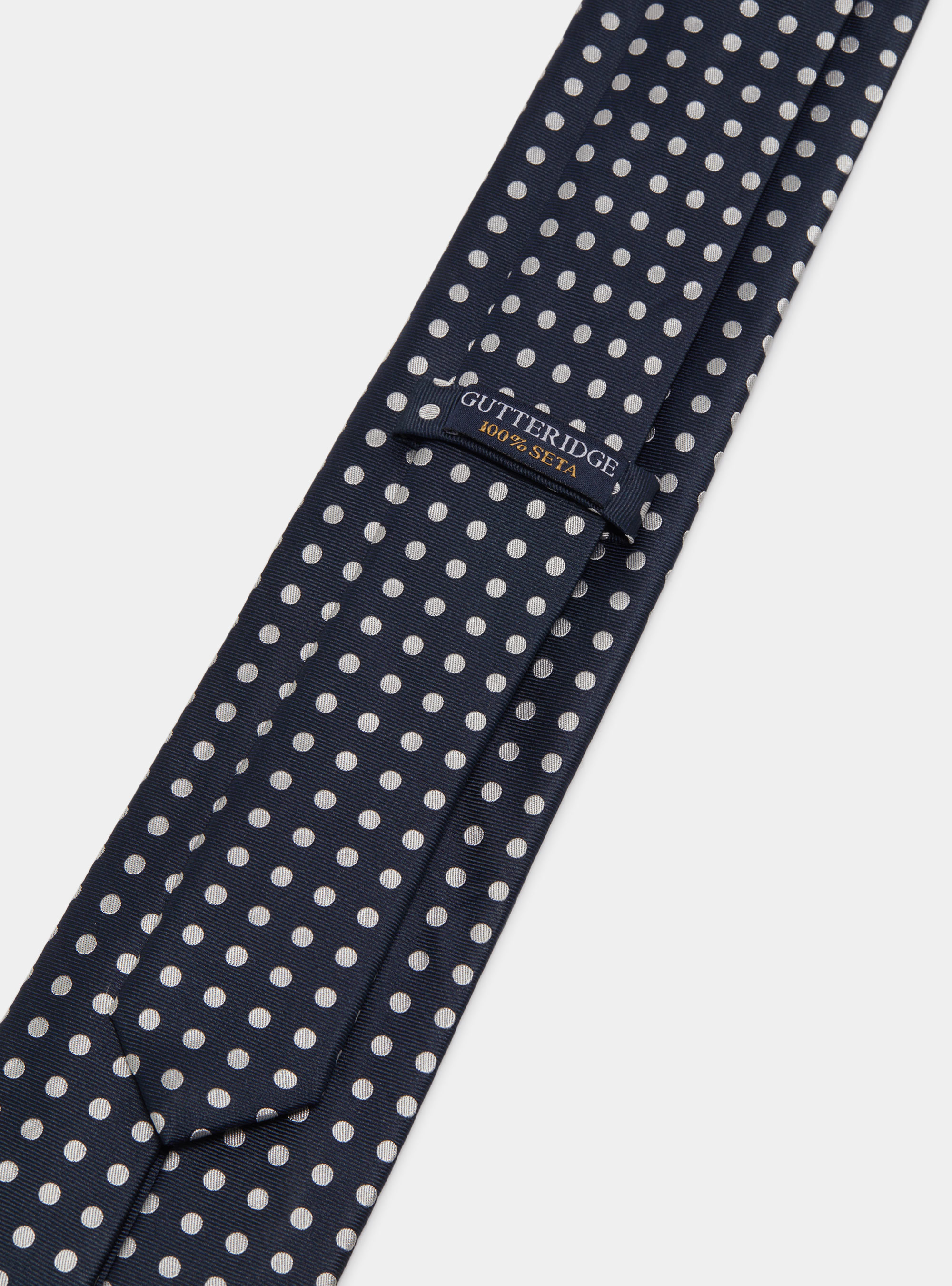 Cravatta a pois in seta jaquard, BLU NAVY