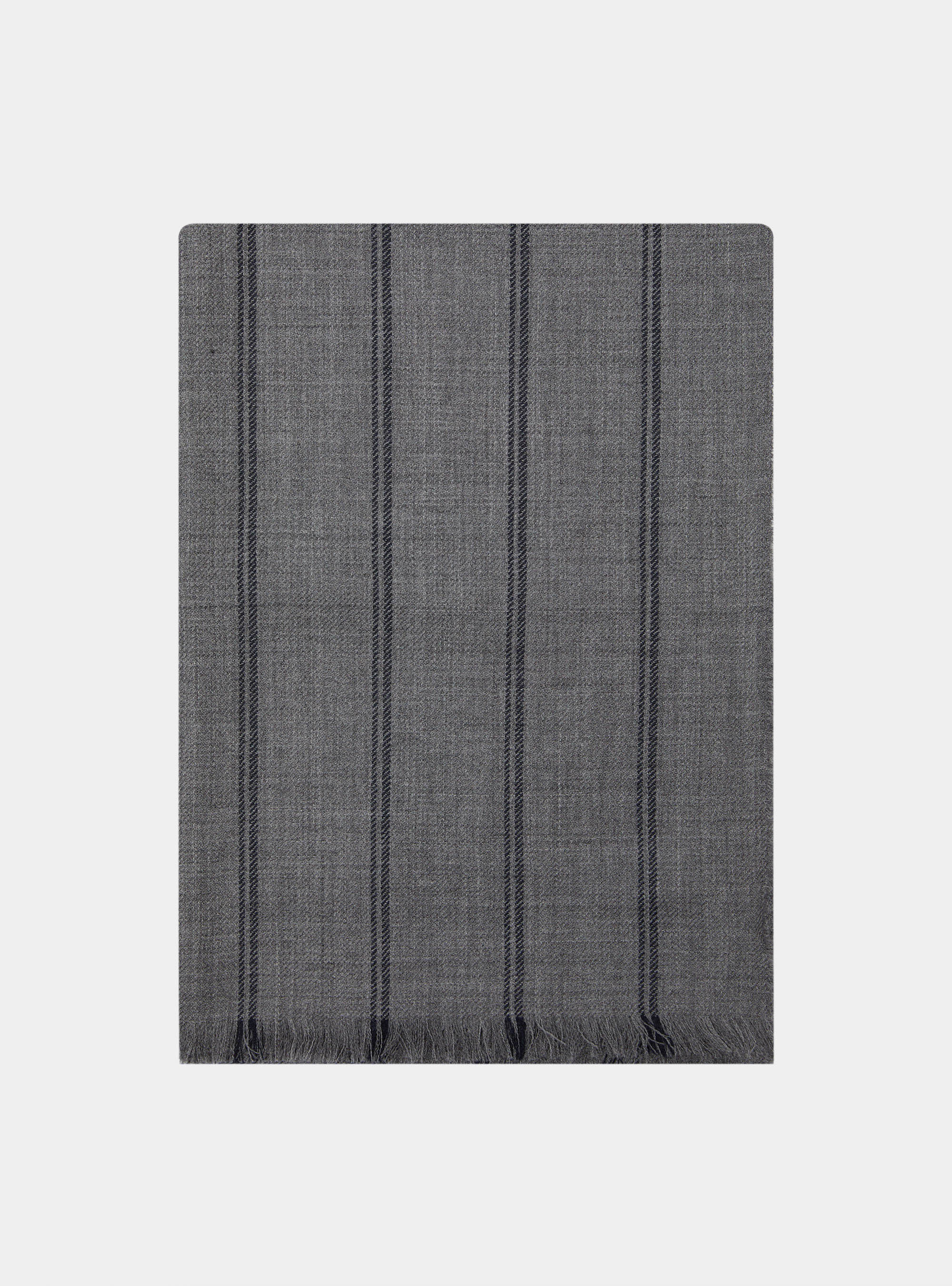 Striped pure wool scarf, GREY