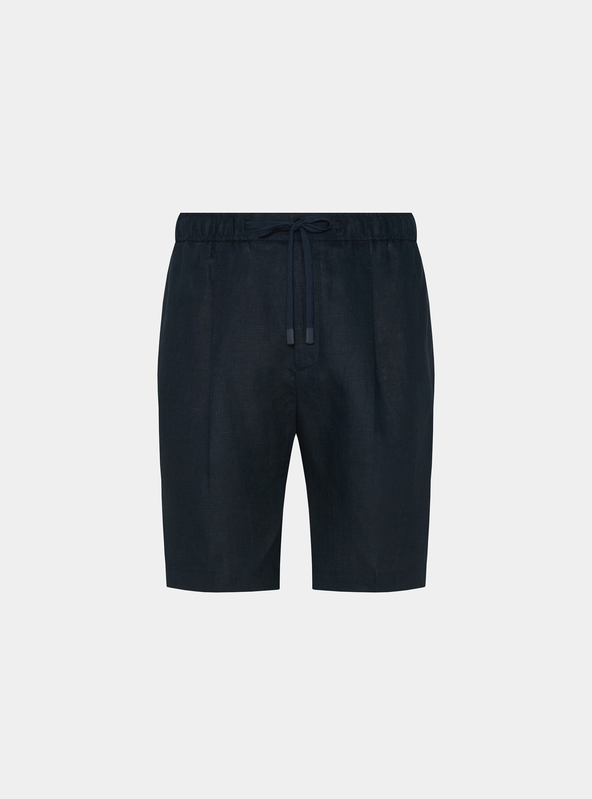 Bermuda in lino con coulisse, BLU NAVY