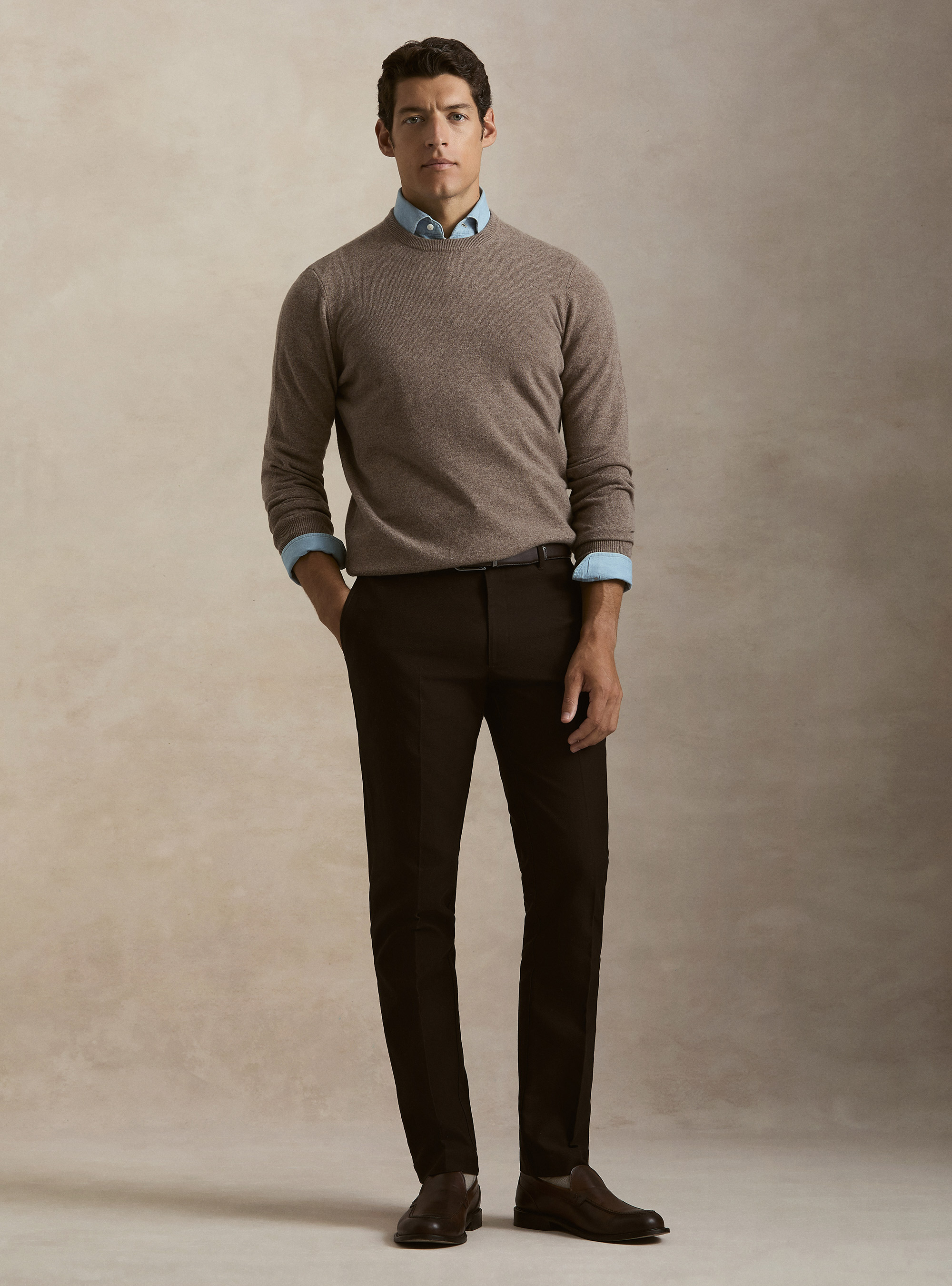 Maglia girocollo in 100% cashmere, FANGO