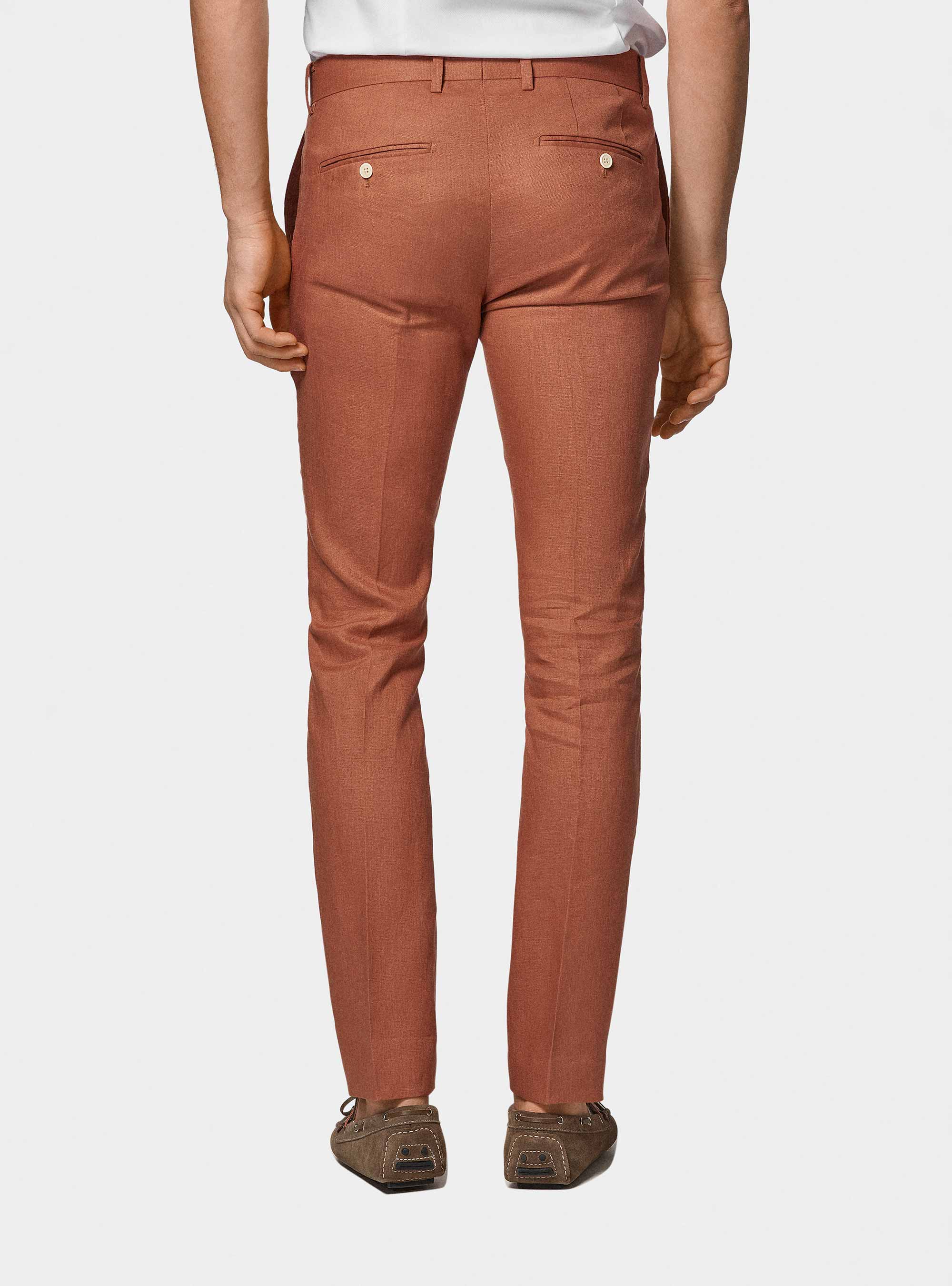 Pure linen suit trousers, ROSA SALMONE 0468C