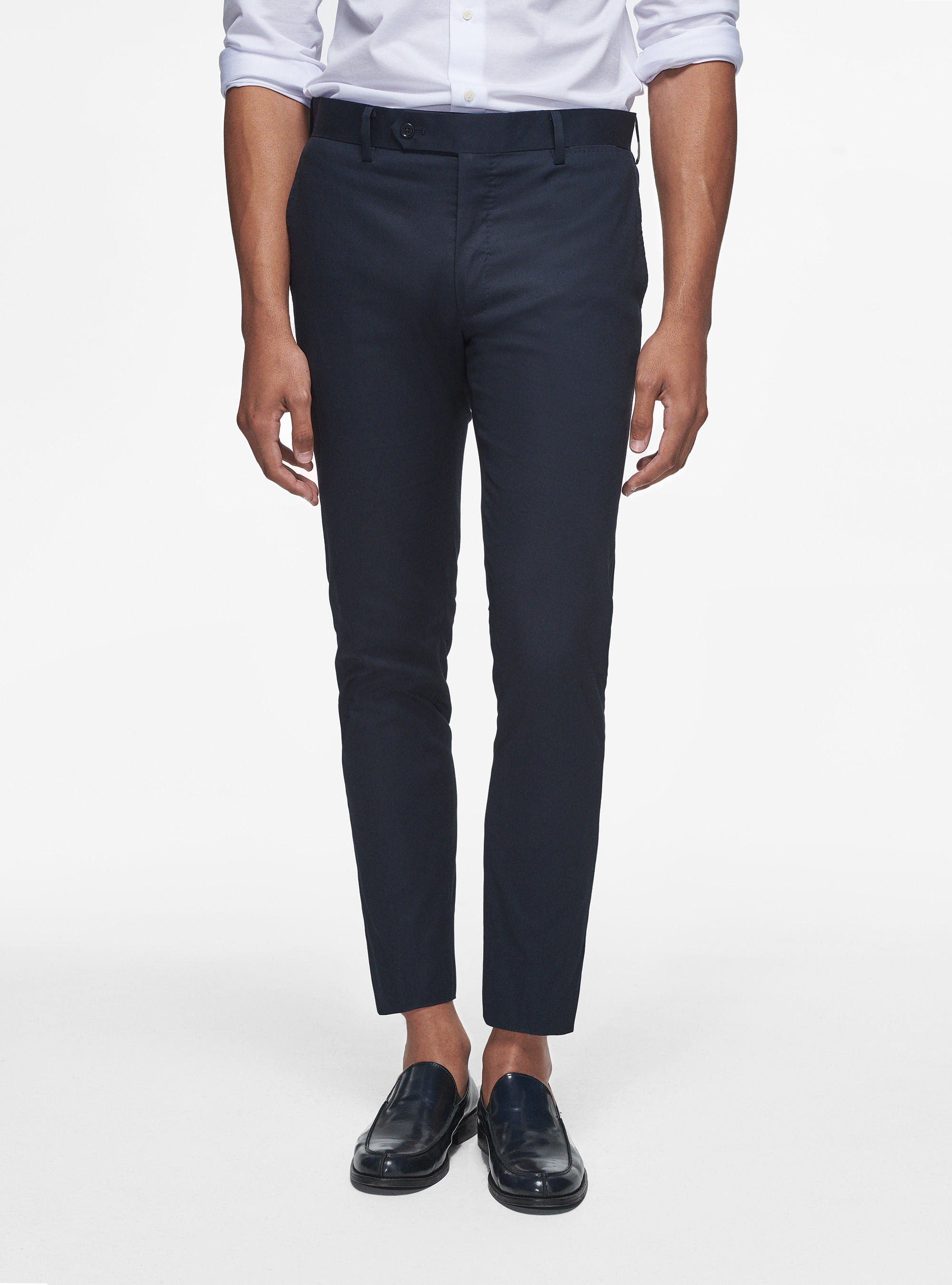 Pantaloni in puro cotone armaturato, BLU NAVY