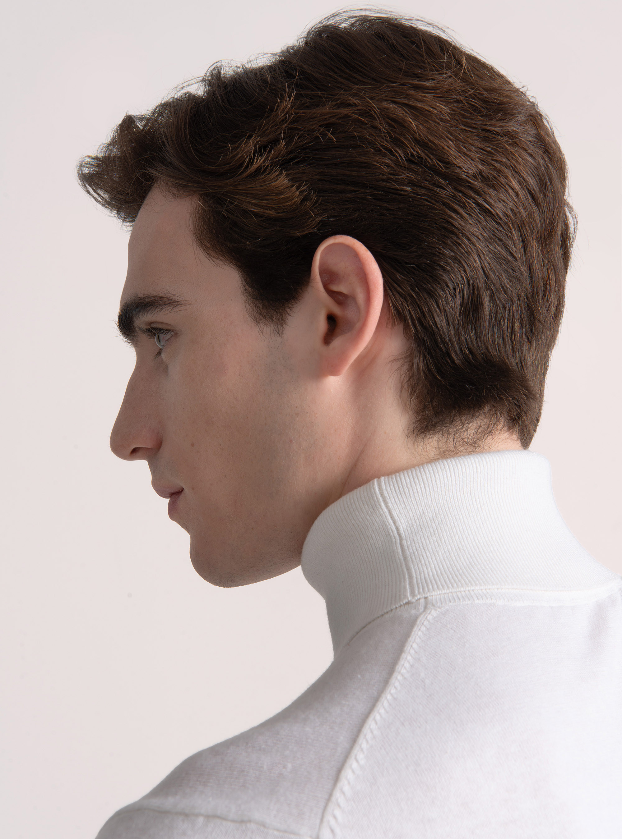 Silk and cashmere cotton turtleneck, WHITE
