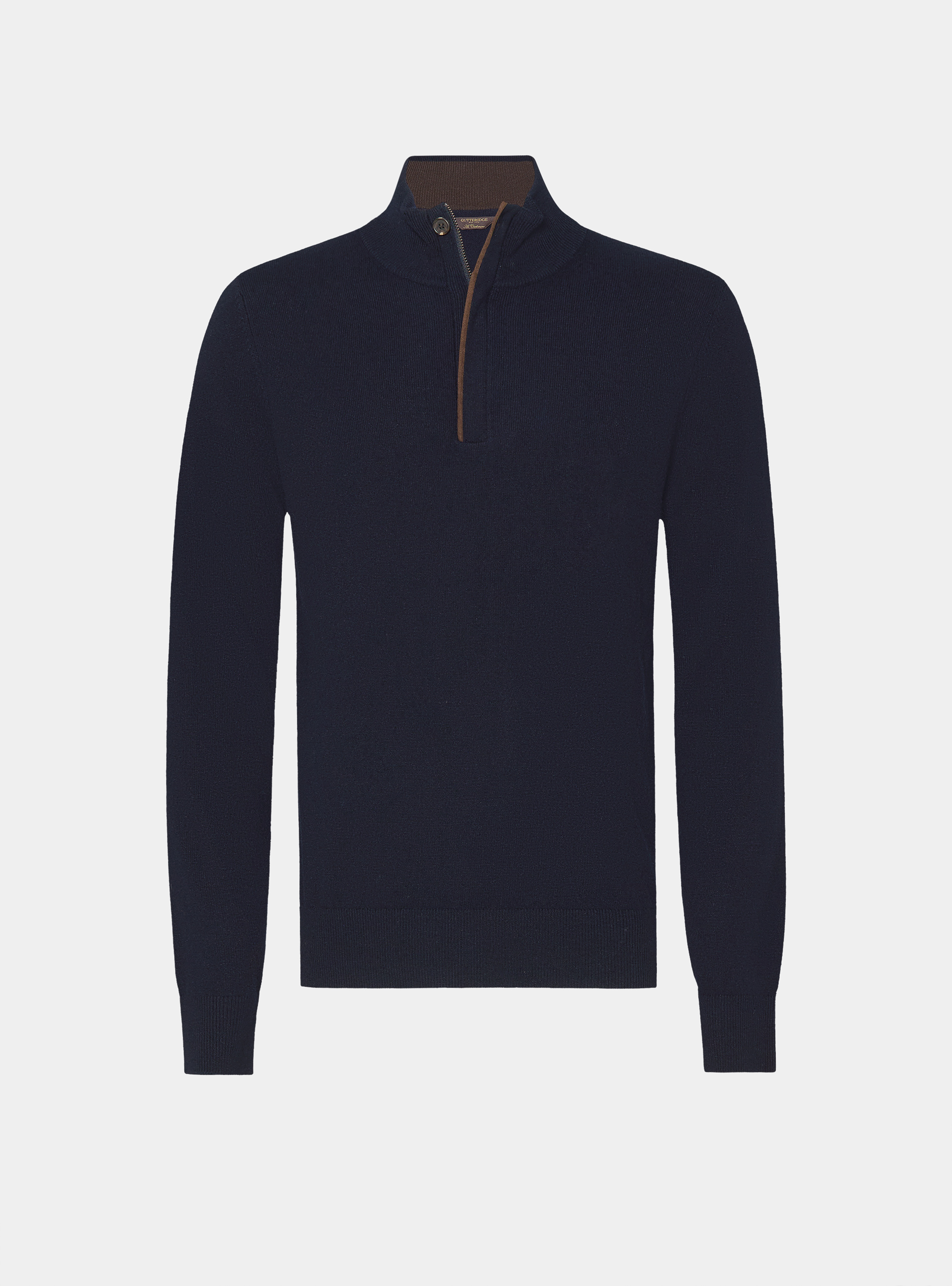 Half-zip lambswool and cashmere sweater, NAVY BLUE