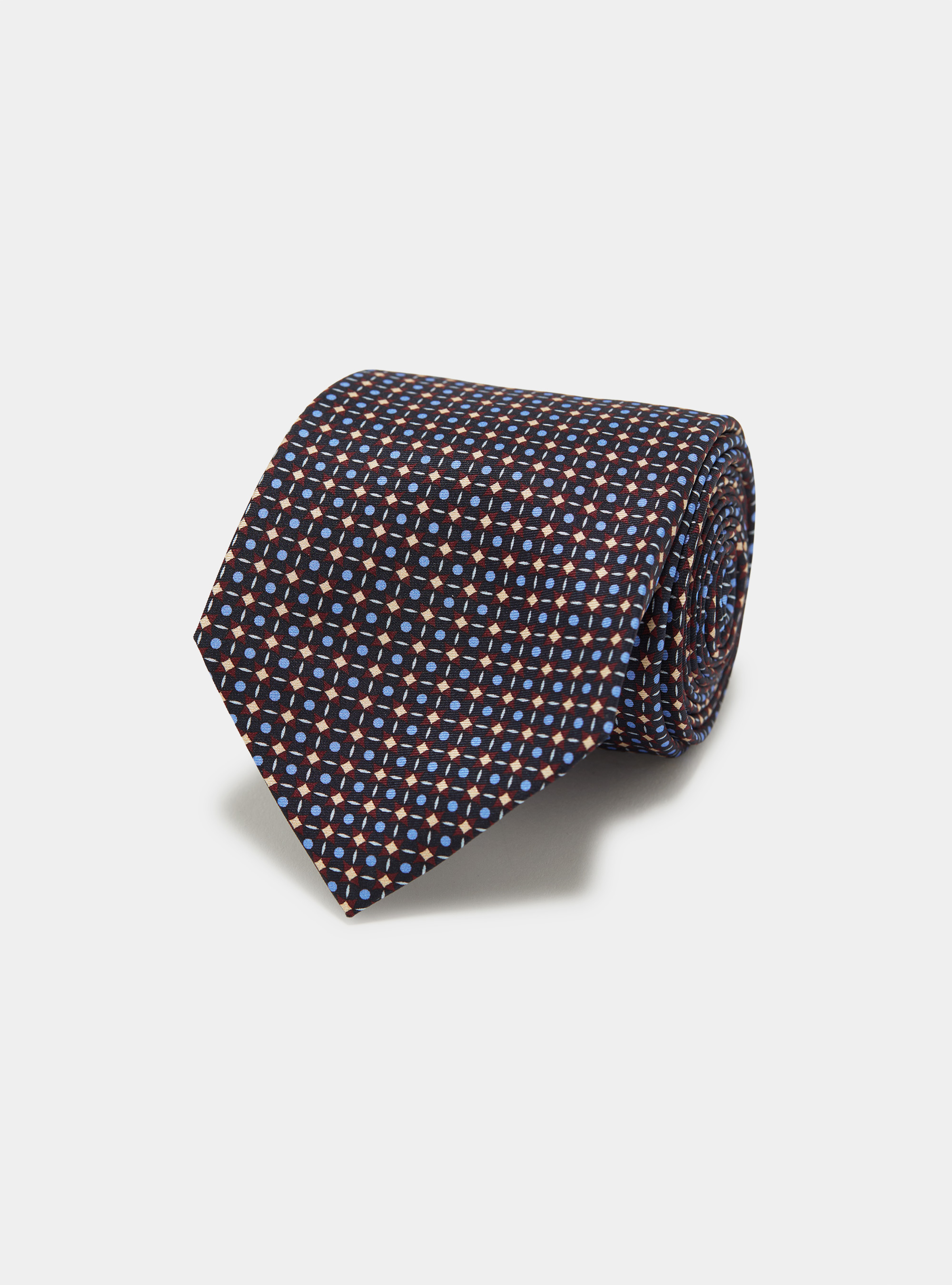 Micro pattern silk tie, NAVY BLUE