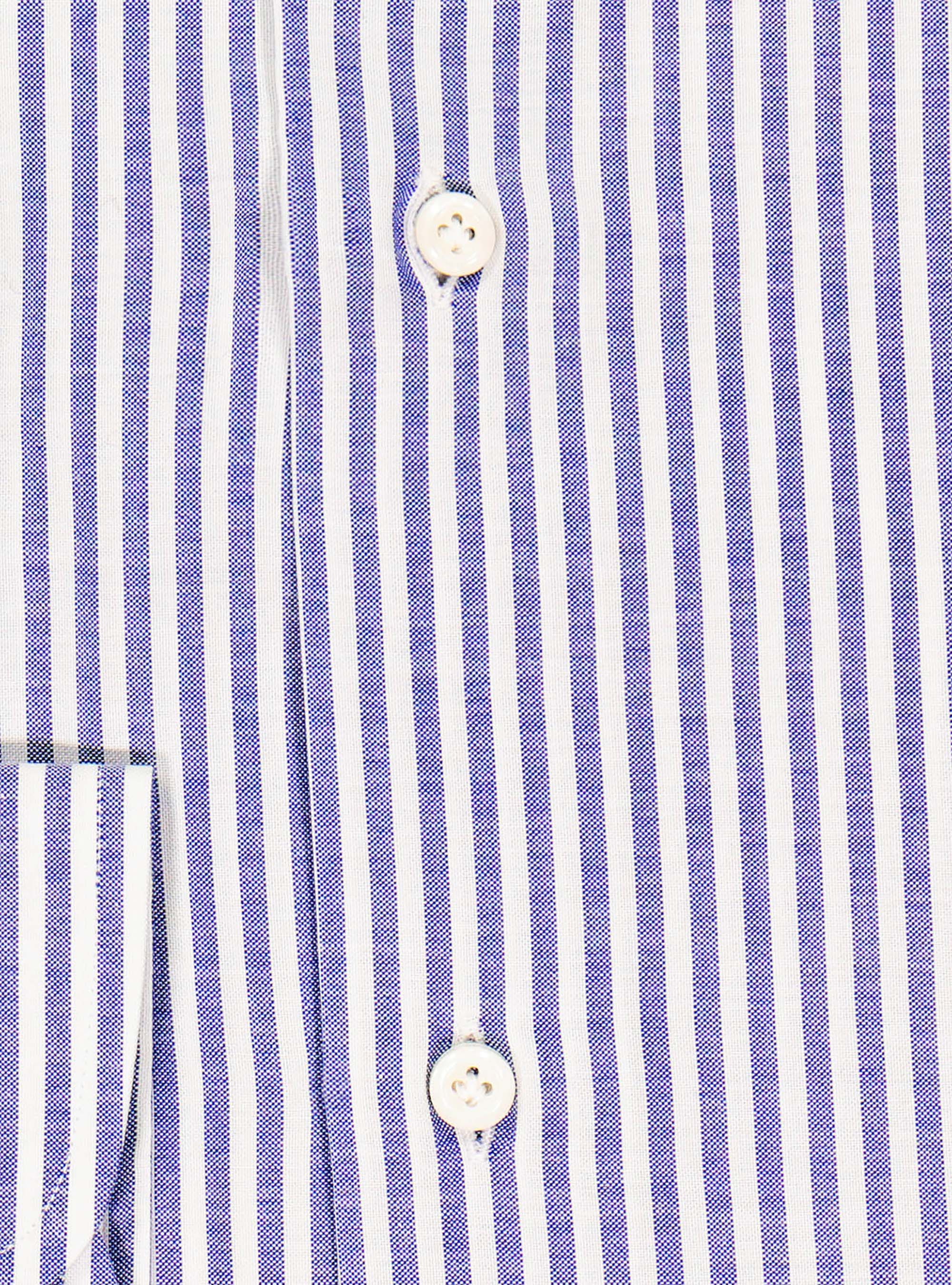 Striped panama cotton french collar shirt, BLUE