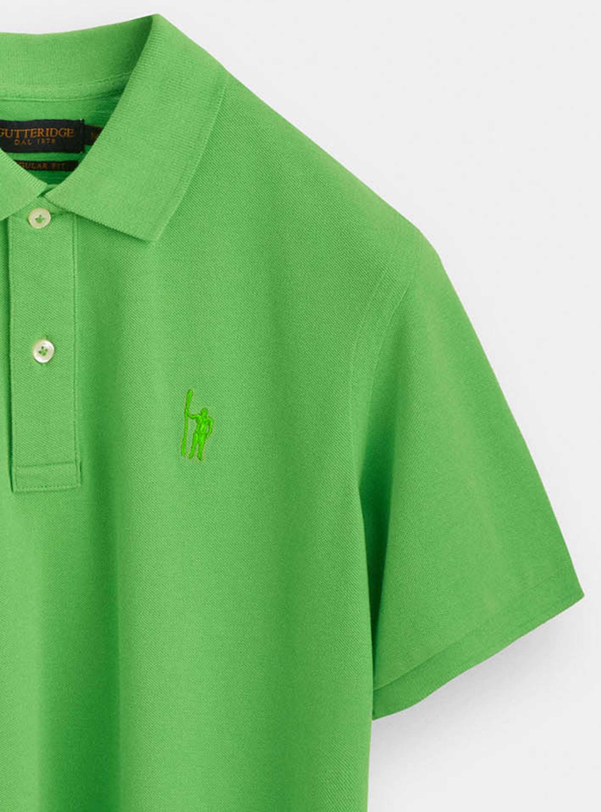 Polo classica con ricamo, VERDE 0653C