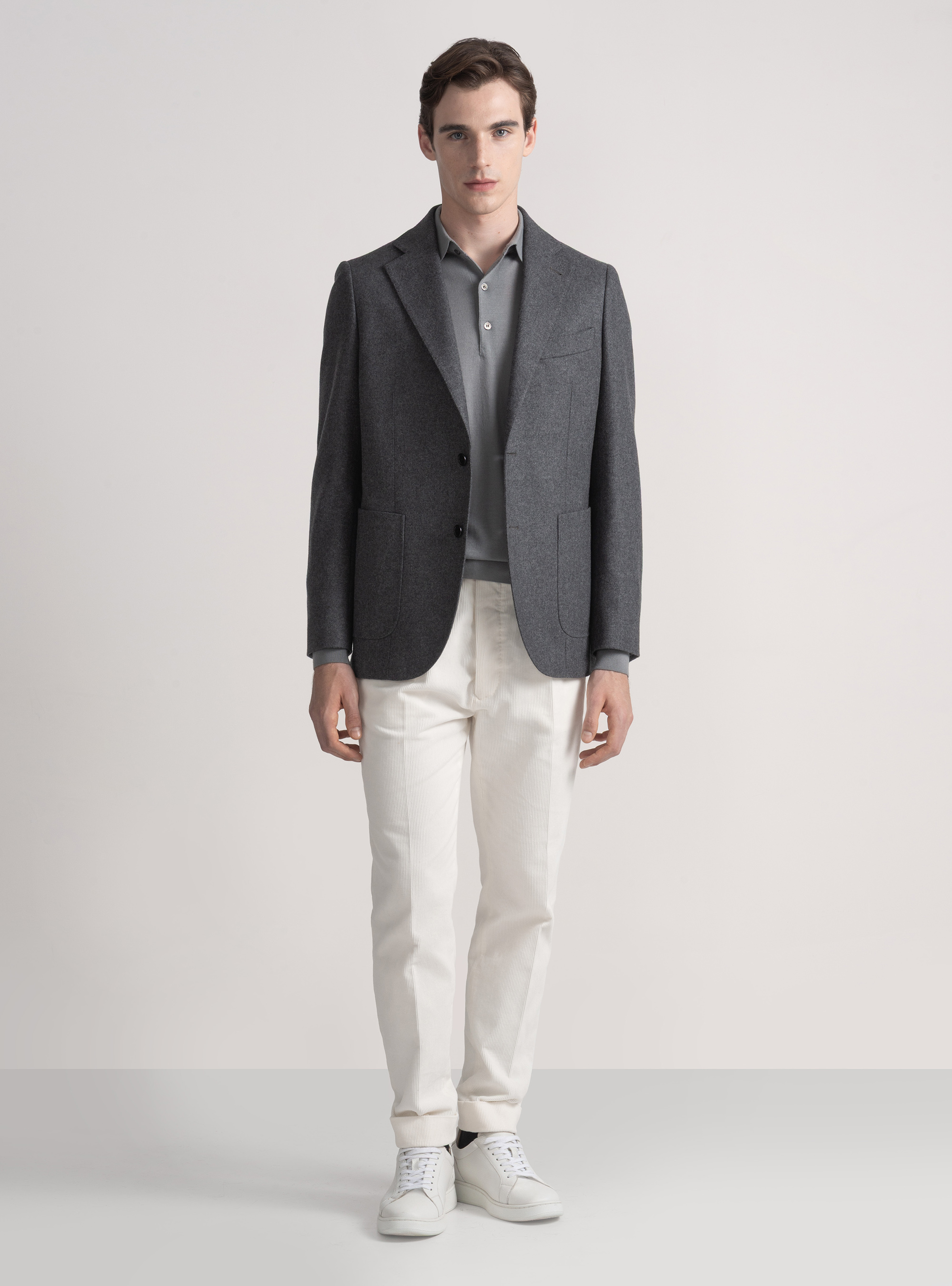 Giacca in flanella di misto lana, ASFALTO