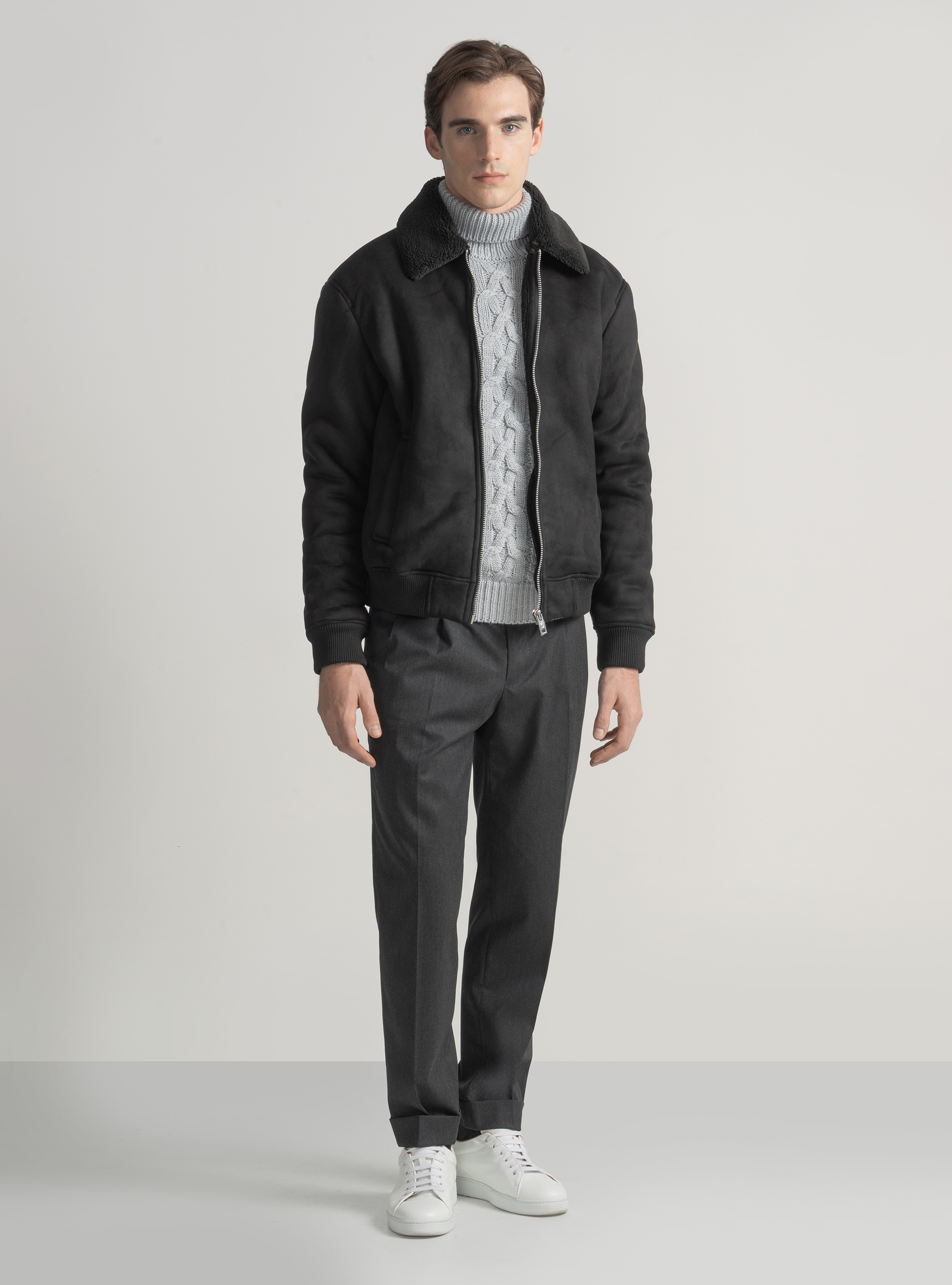 Montone effetto suede, NERO