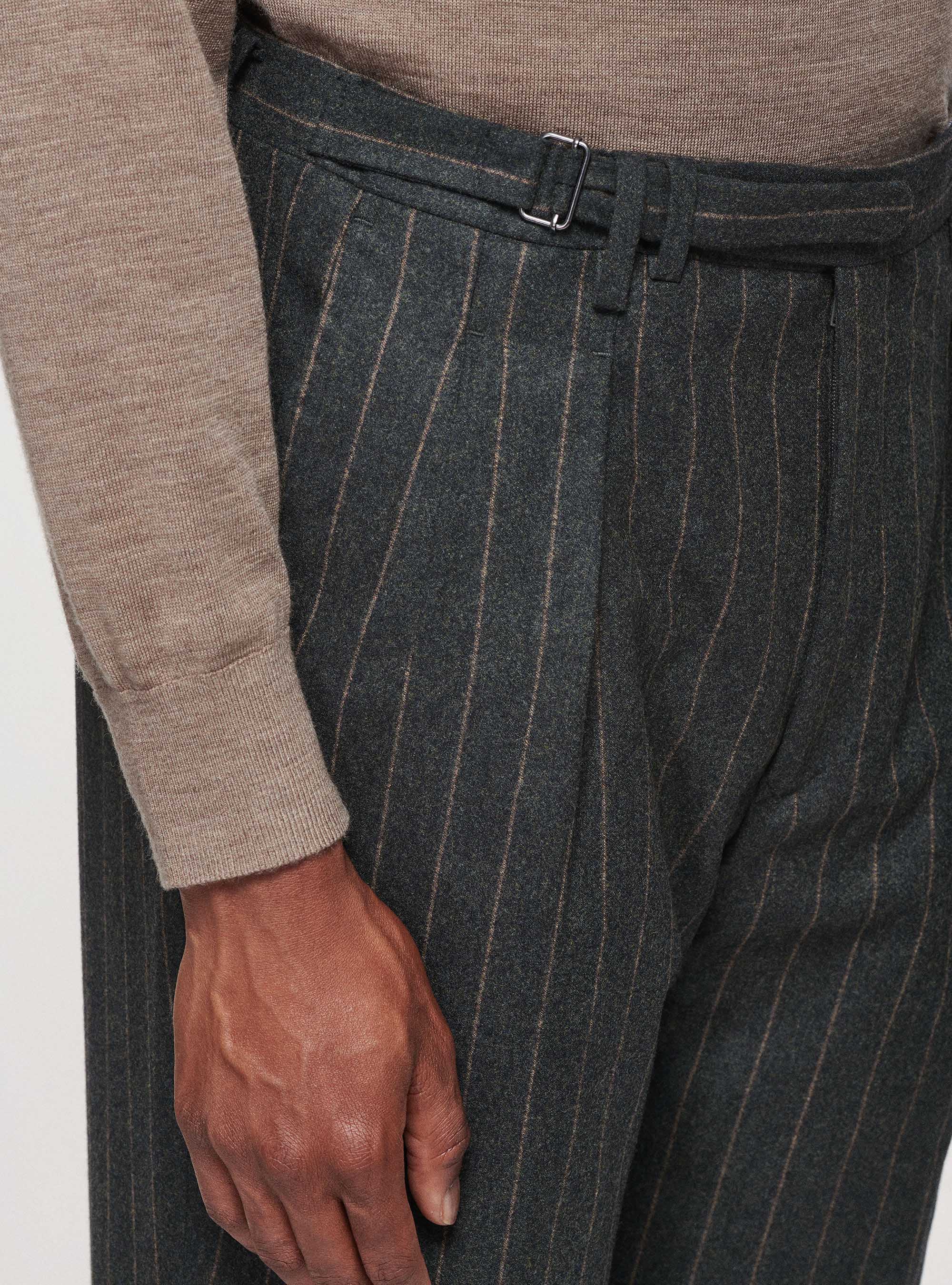 Pantaloni gessati in lana Reda, VERDE