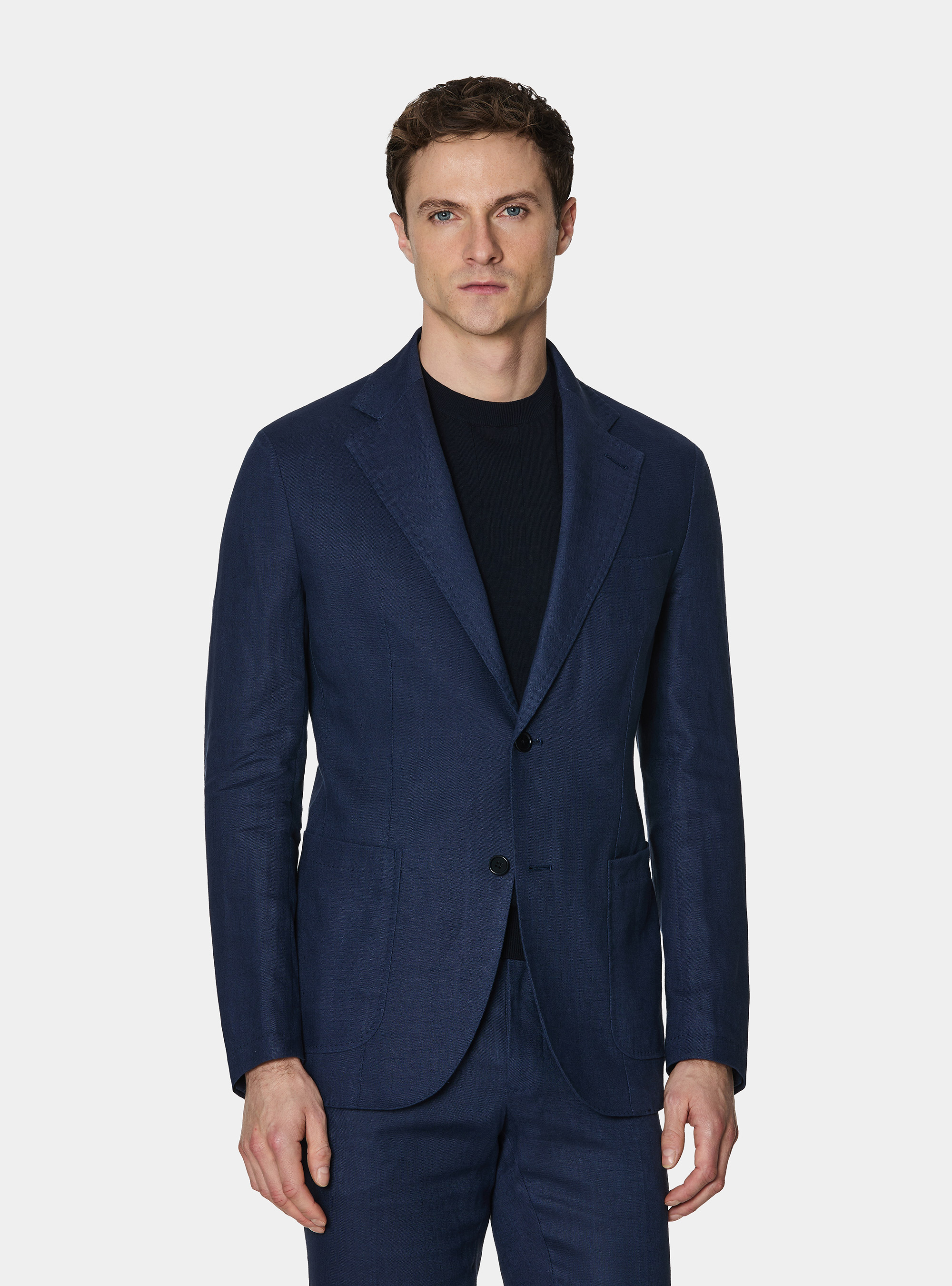 Pure linen suit blazer, BLUE
