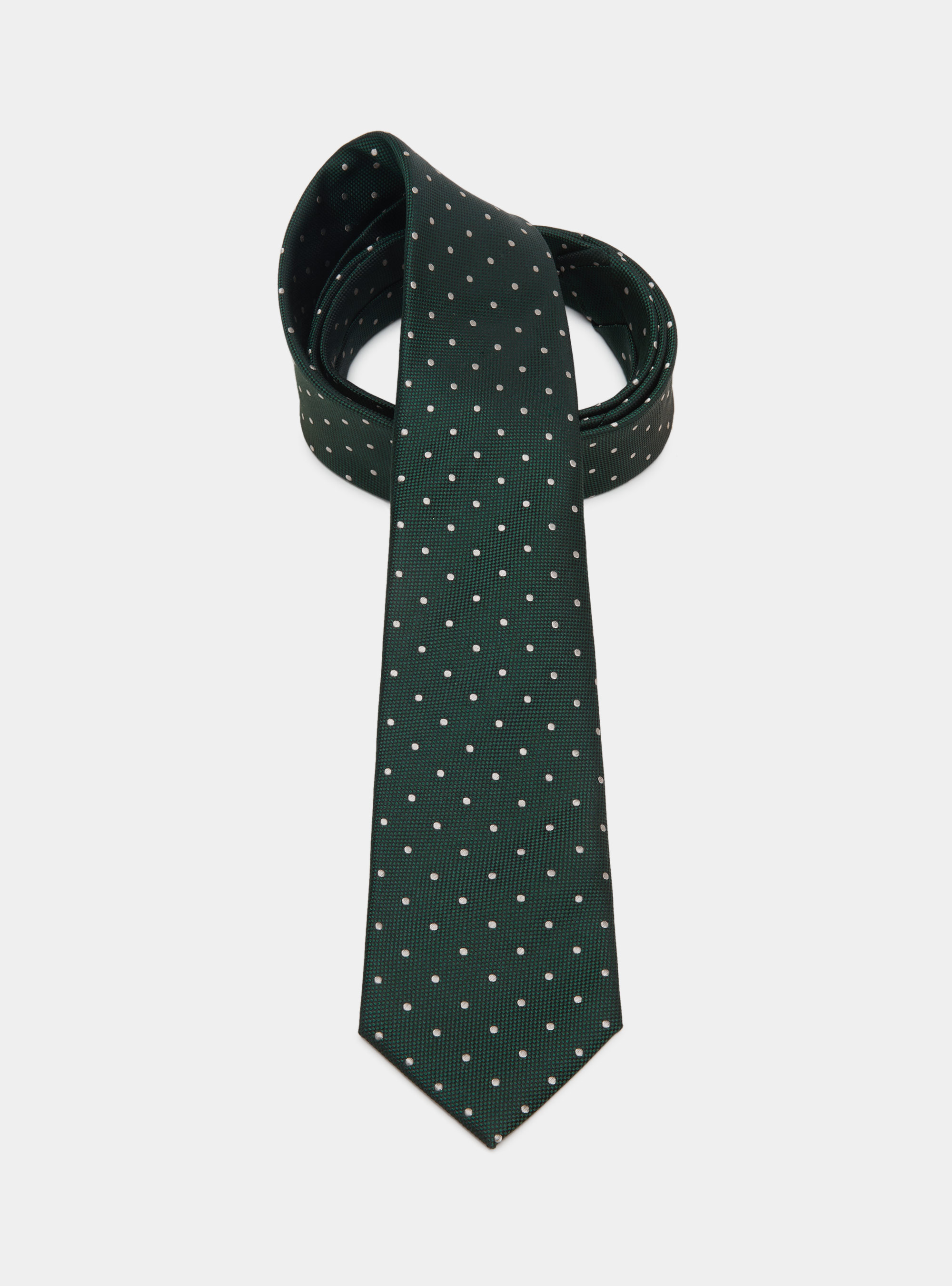 Polka Dot Silk Tie, GREEN / ECRU