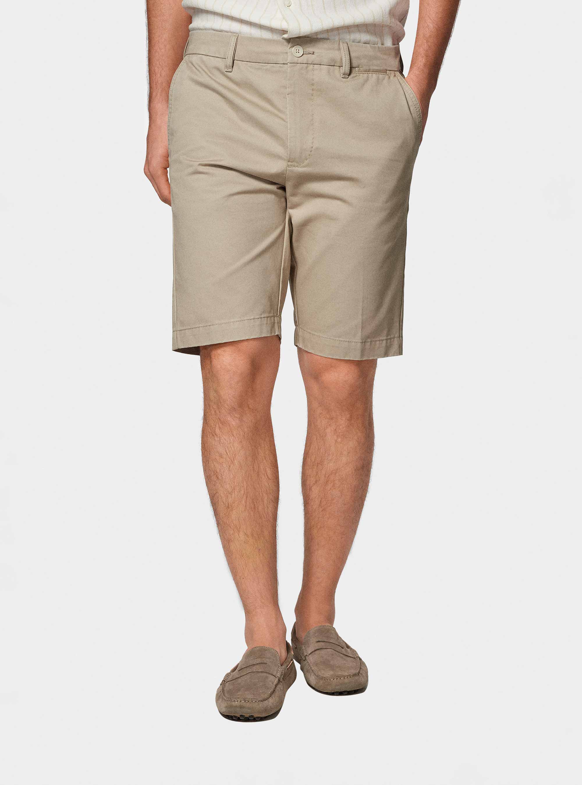 Bermuda en sergé de coton, SABLE