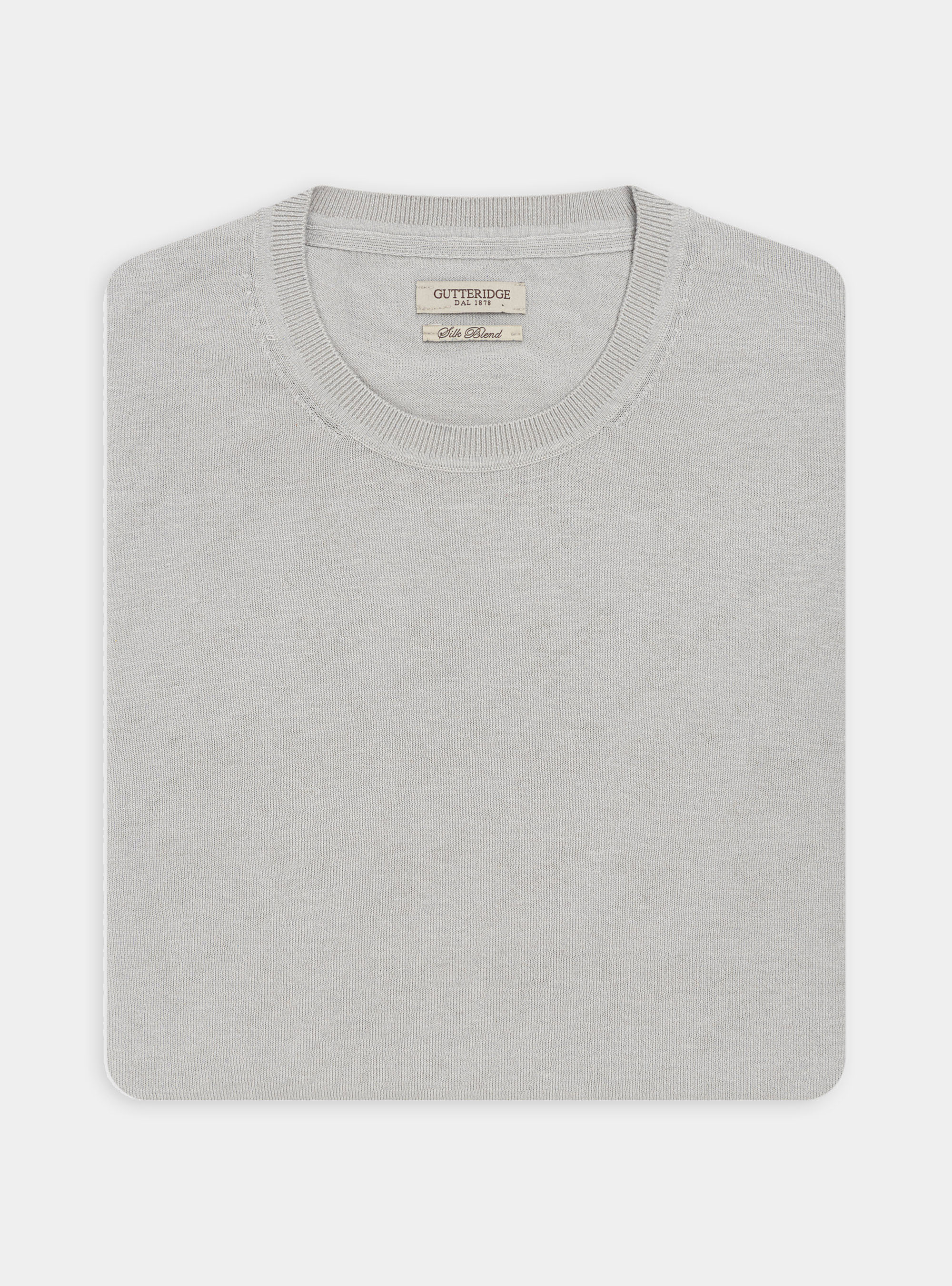 Maglia girocollo in seta e cotone, GRIGIO CHIARO MELANGE