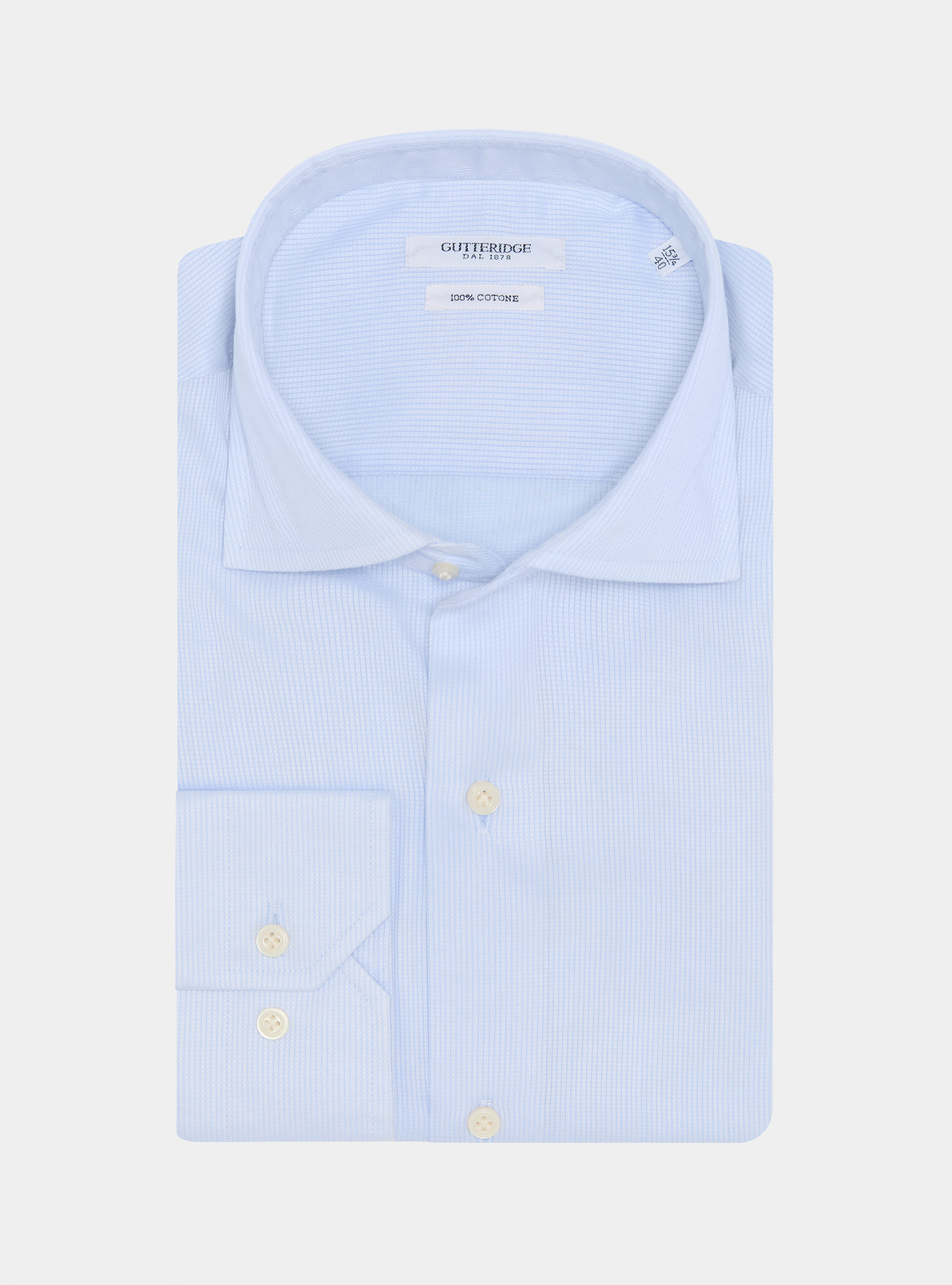 Camicia in cotone operato, AZZURRO