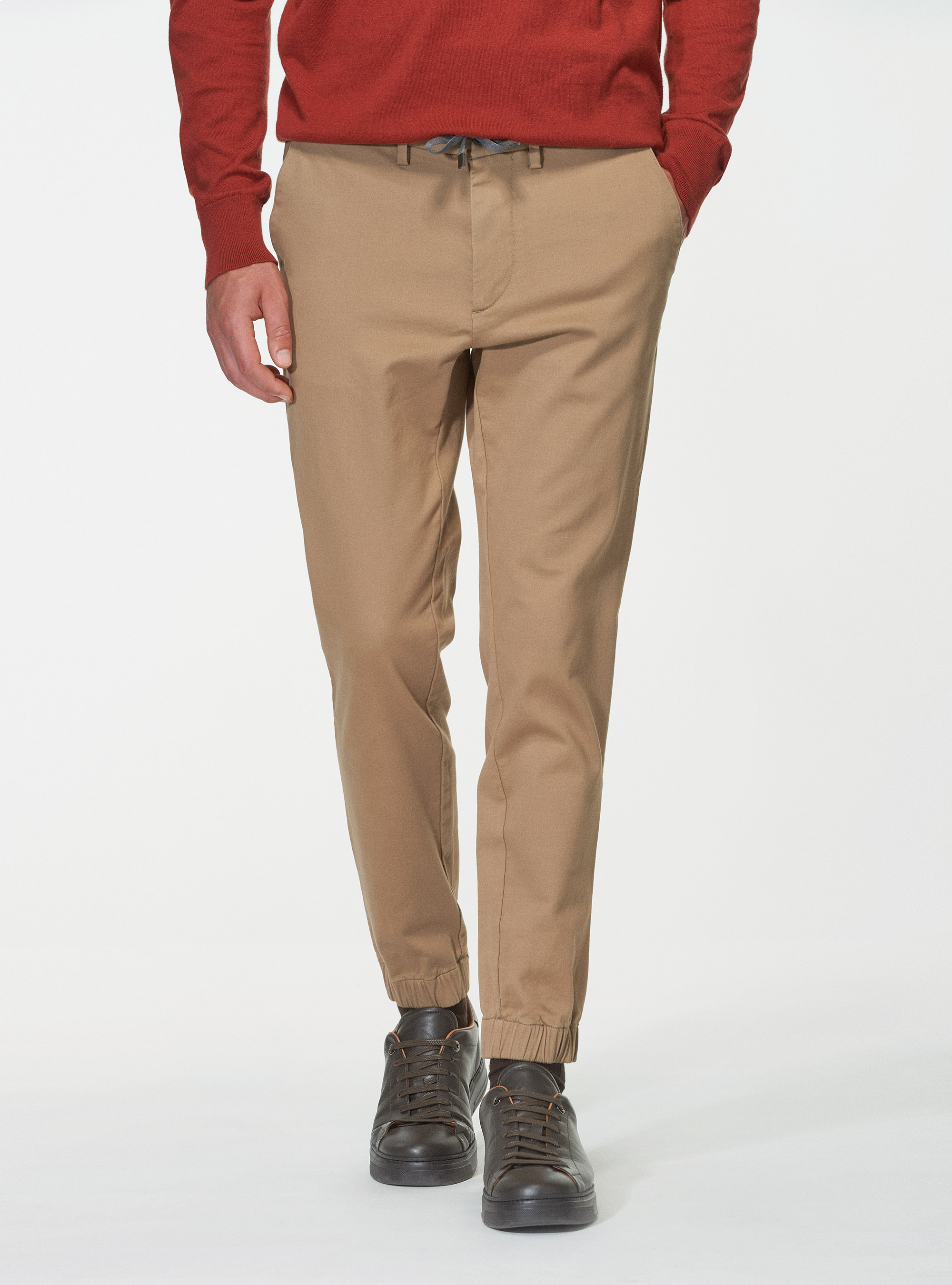 Cotton-blend jogger with drawstring, MUD