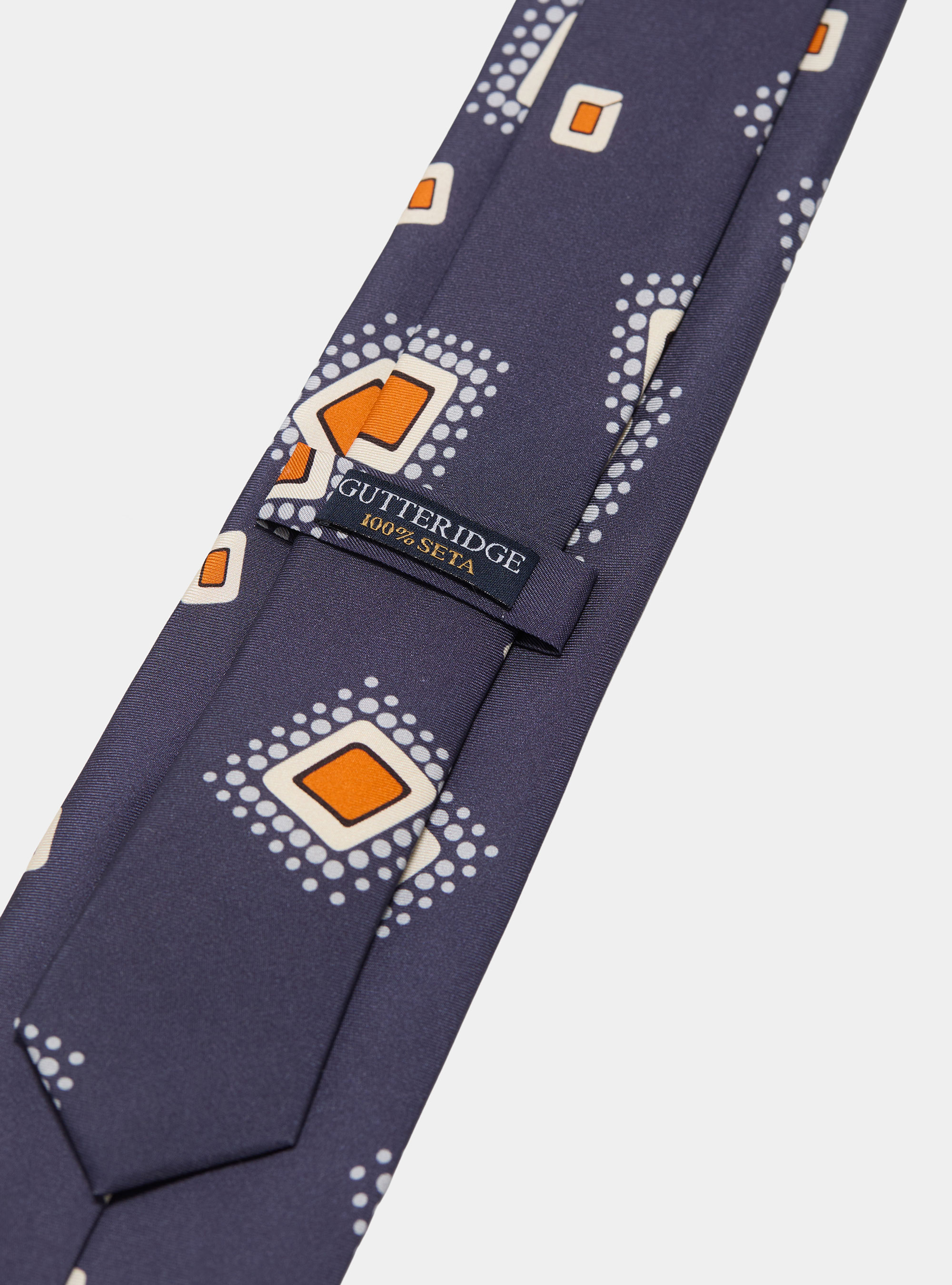 Cravatta in seta con stampa fantasia, BLU NAVY