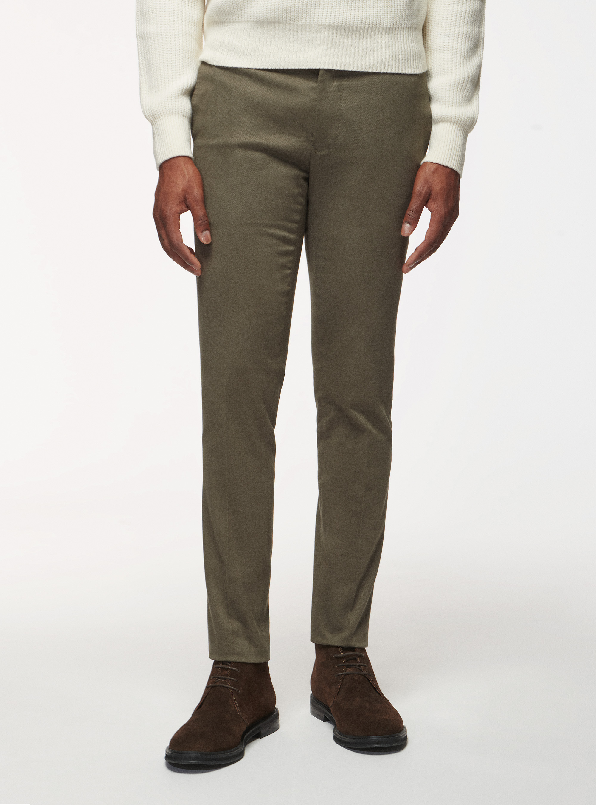 Pantaloni in cotone smerigliato, VERDE