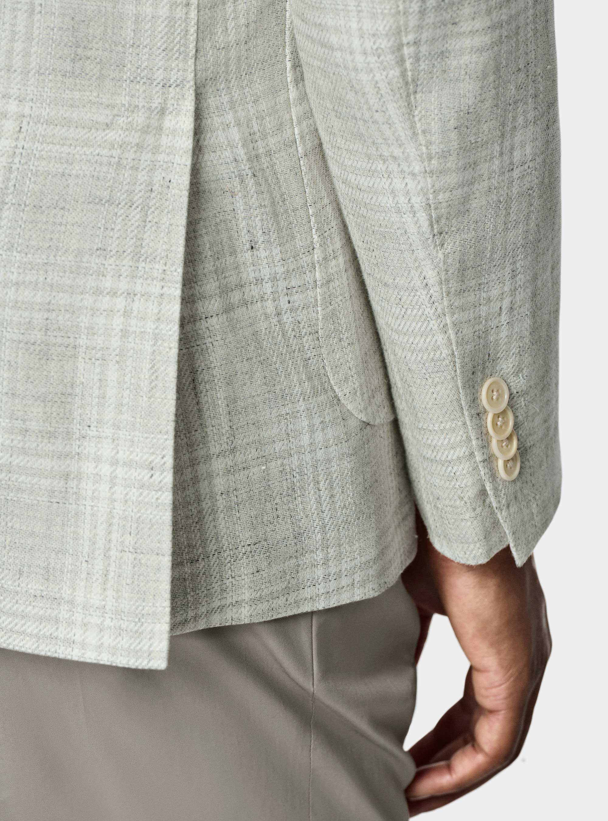 Giacca fantasia in lino e cotone, GRIGIO MELANGE 0151C