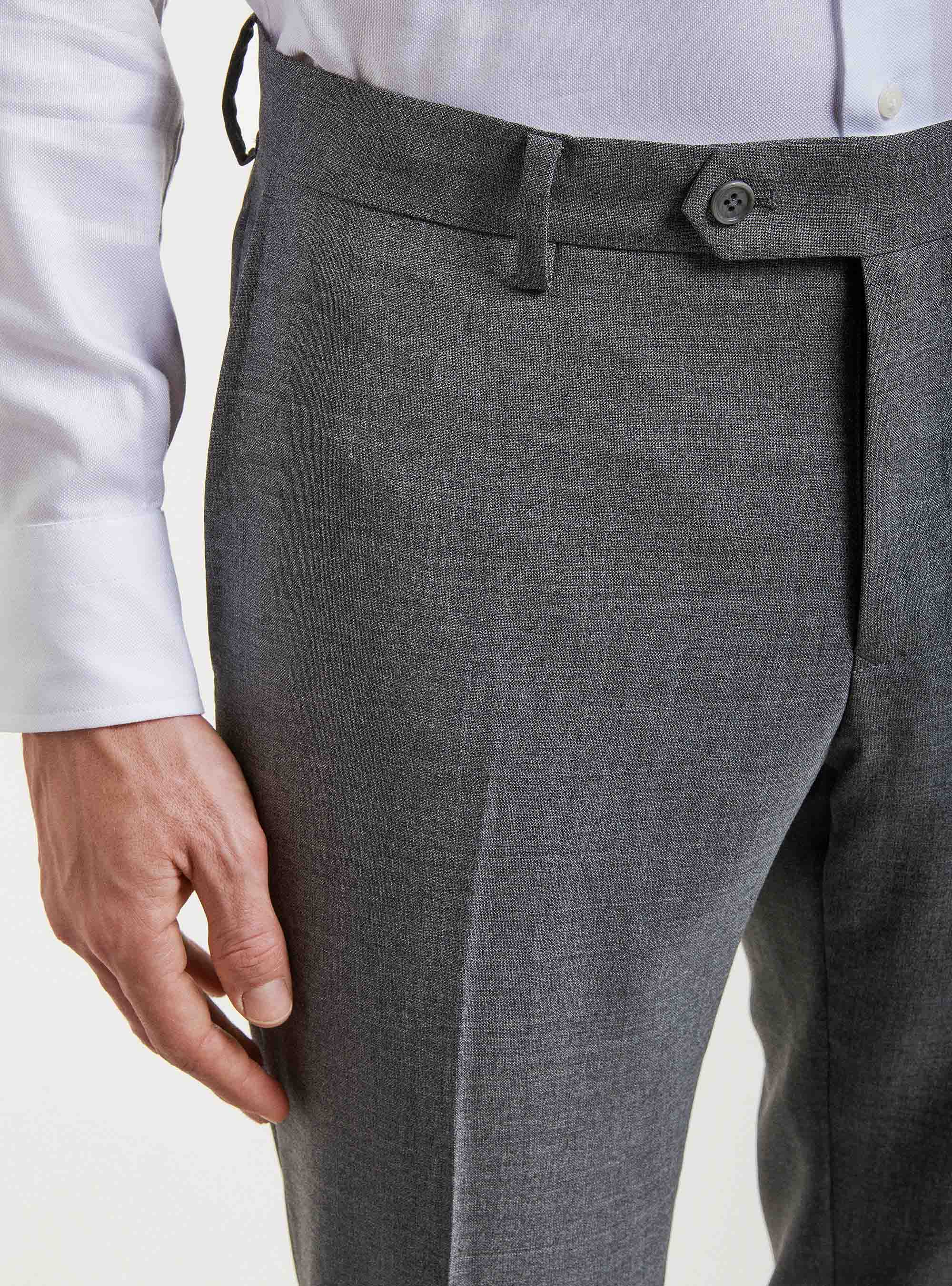 Mid Grey Wide Leg Straight Pants in Wool Cashmere