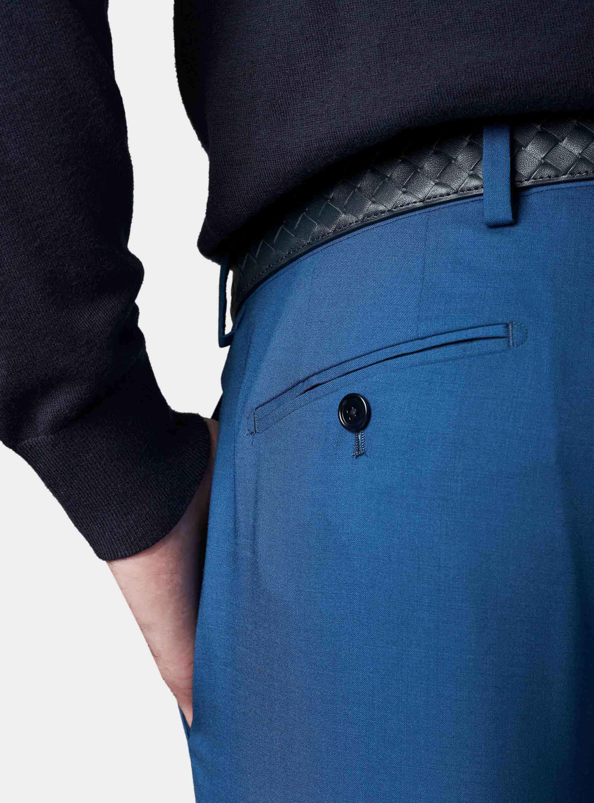 Pantaloni in pura lana superfine 120, BLU ROYAL
