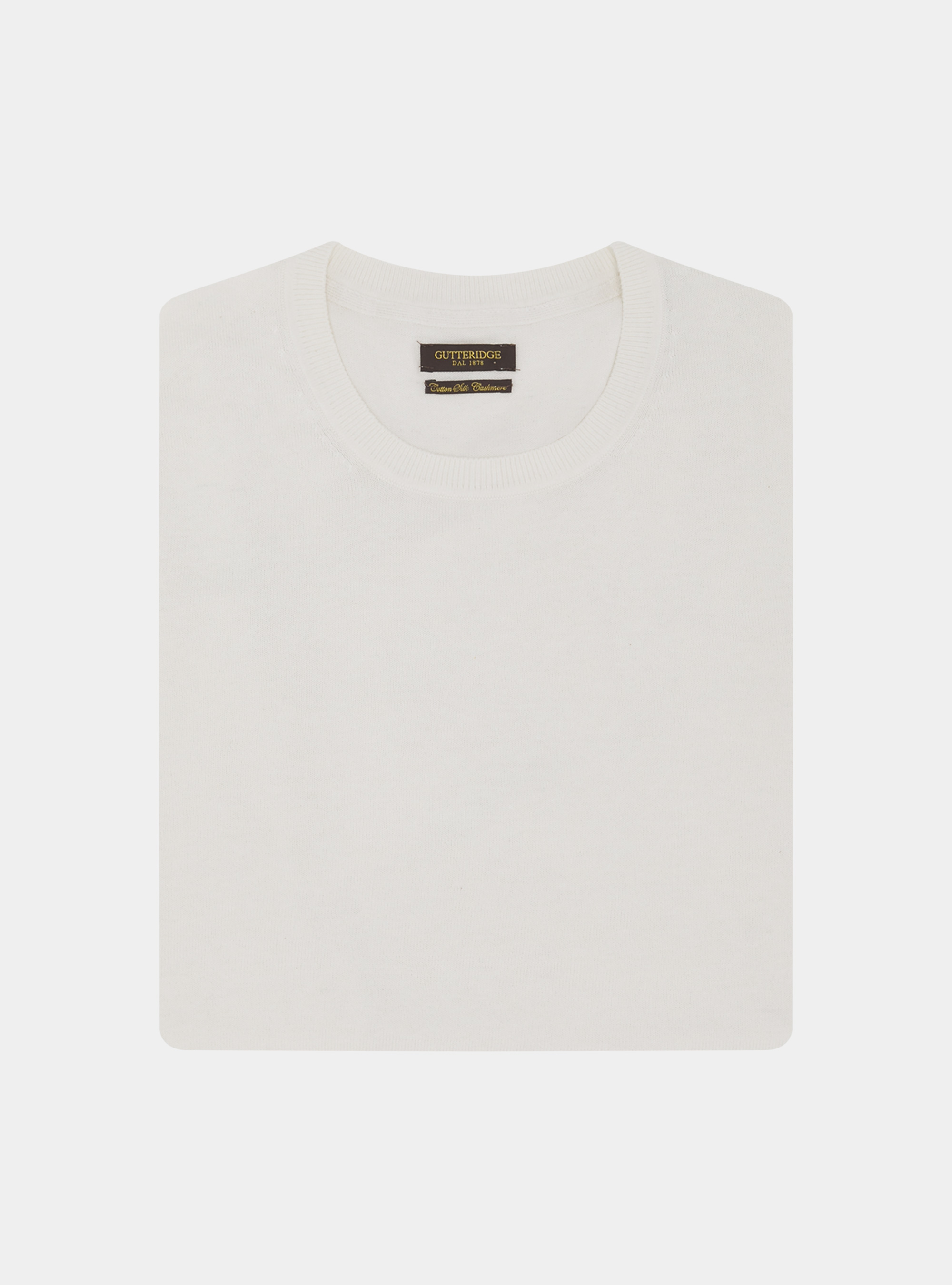 Round-neck sweater in cotton silk and cashmere, WHITE