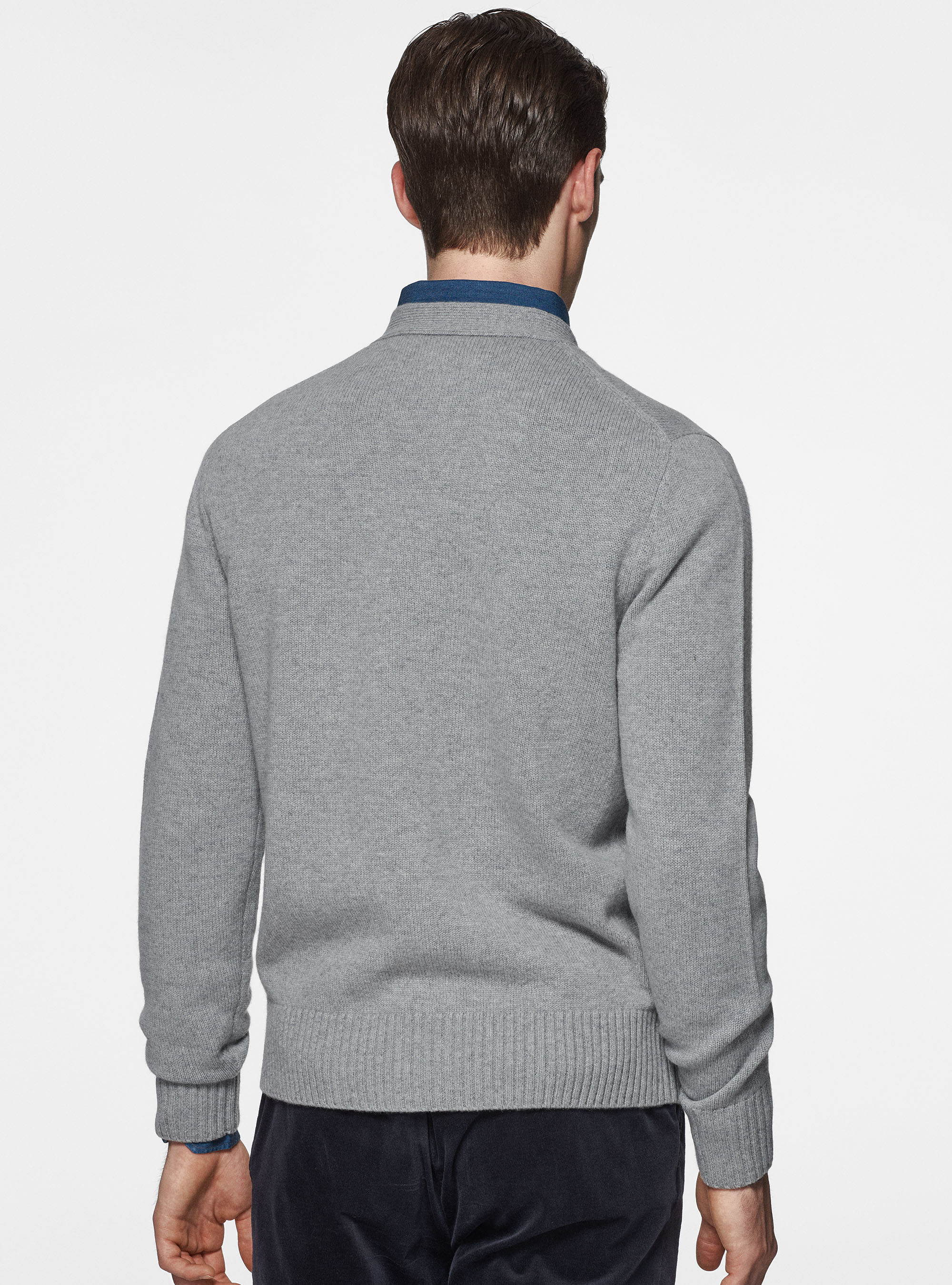 Cardigan in maglia in lambswool, GRIGIO MELANGE 0151C