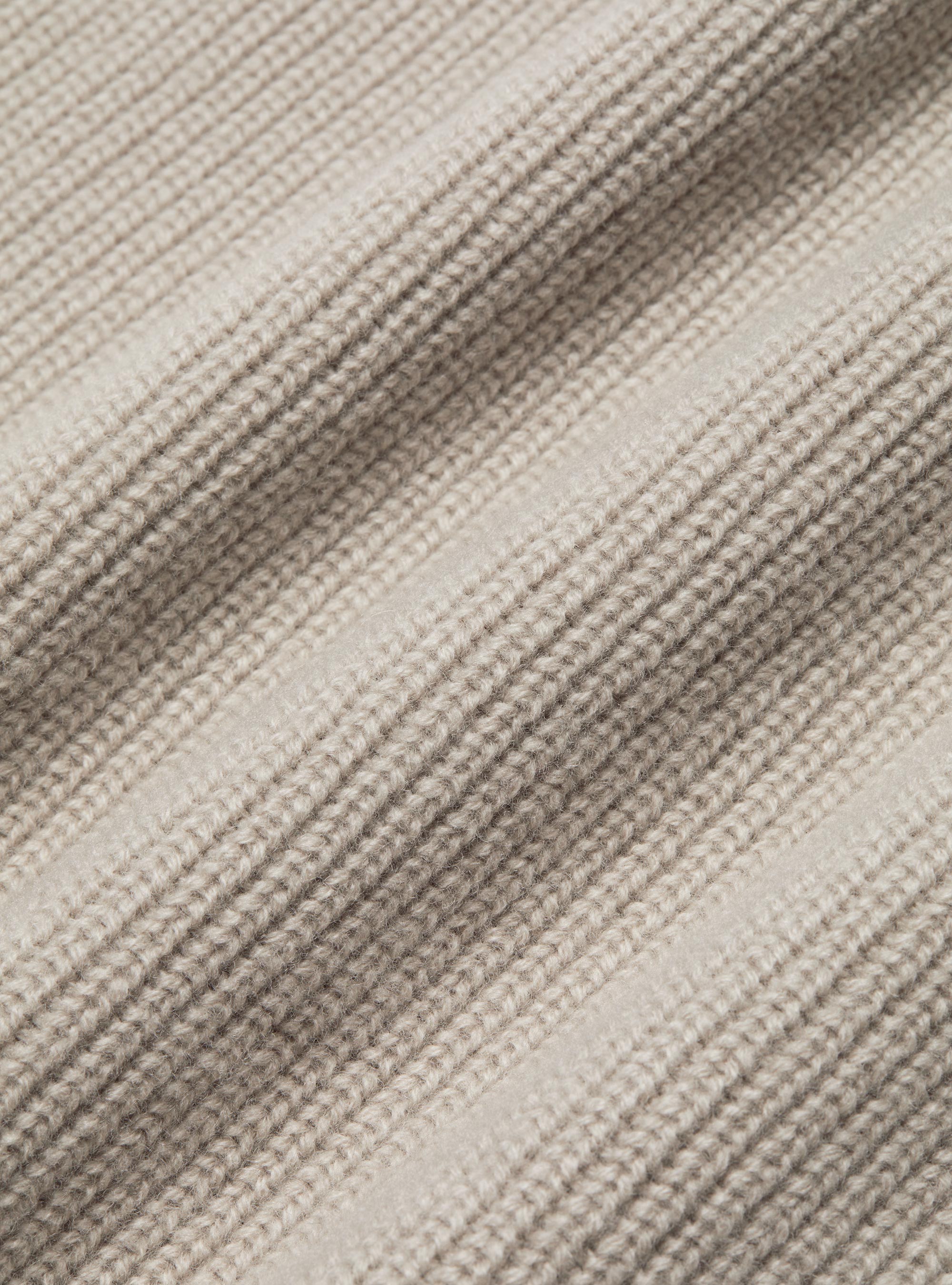 Maglia collo alto a costa perlata in lana merino, SABBIA