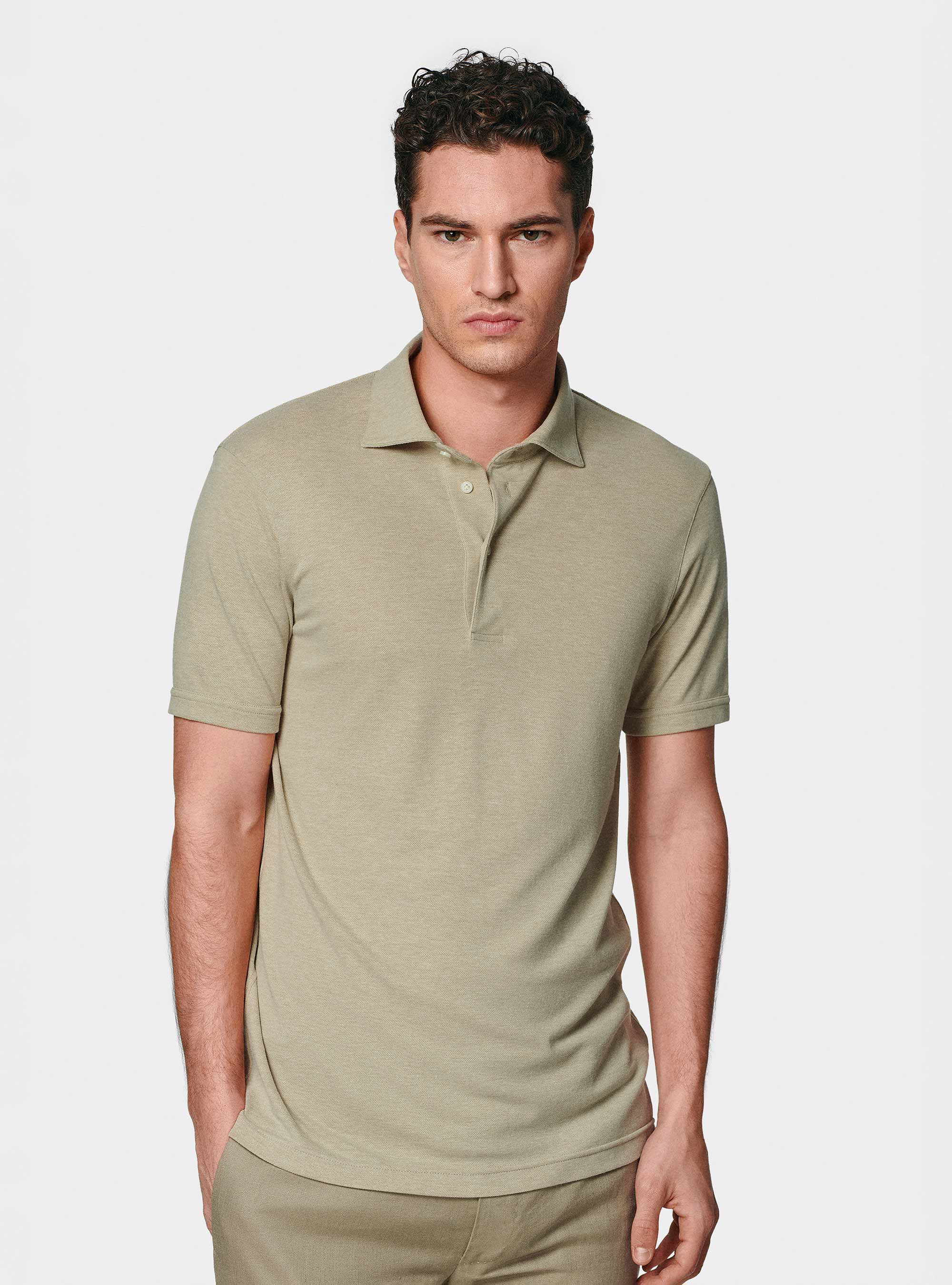 Polo GT01 in piquet stretch, SABBIA