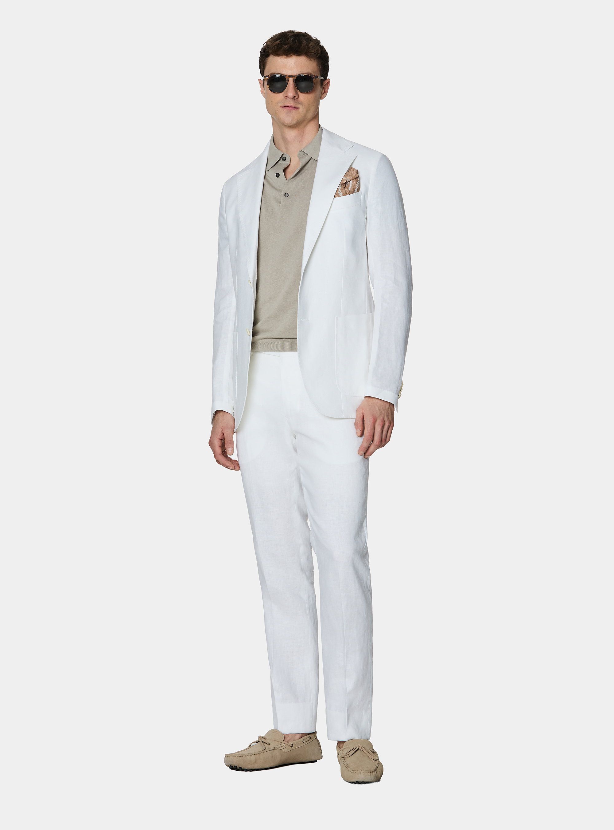 Pure linen suit blazer, WHITE